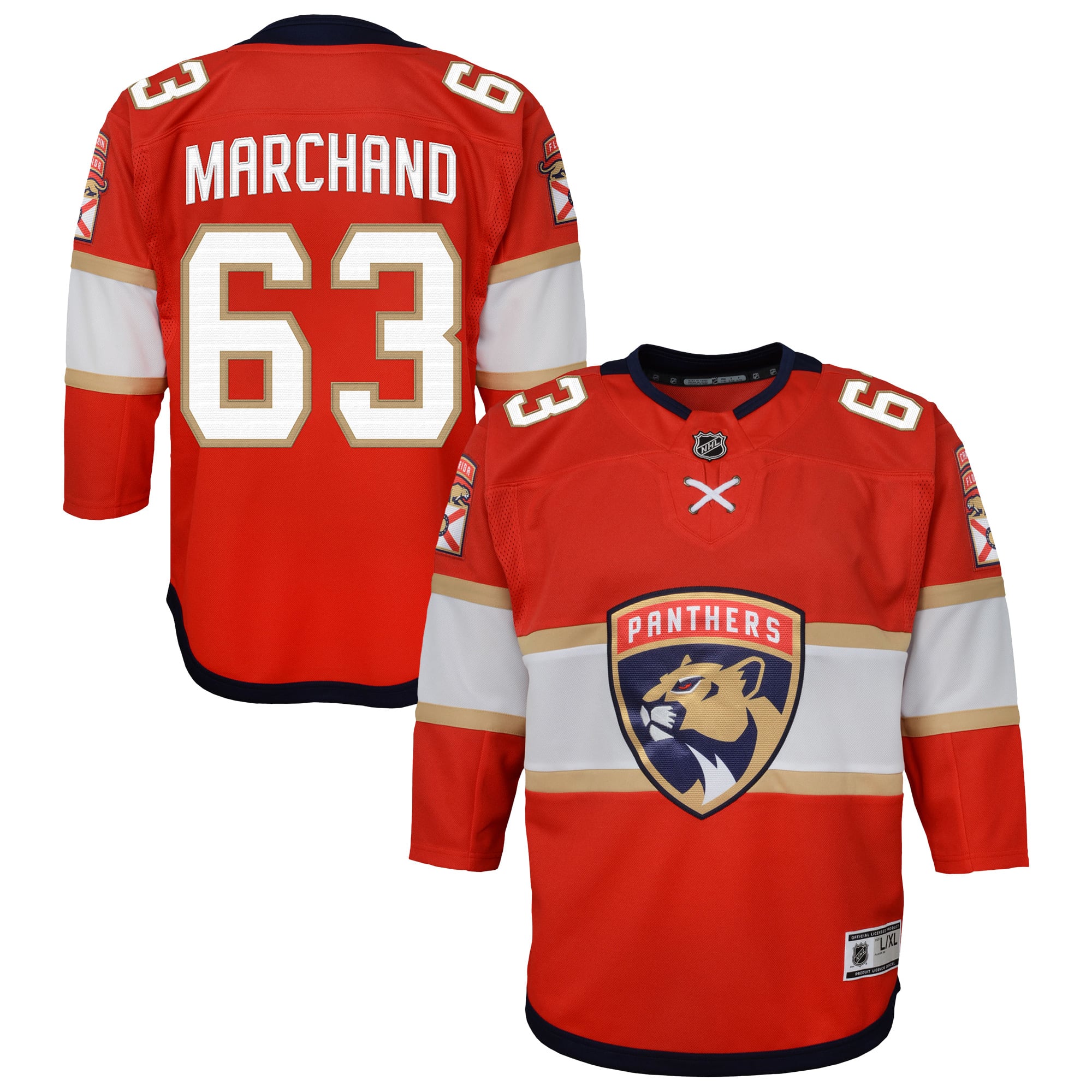 Brad Marchand Florida Panthers Outerstuff Youth Premier Player Jersey - Red - Image 2