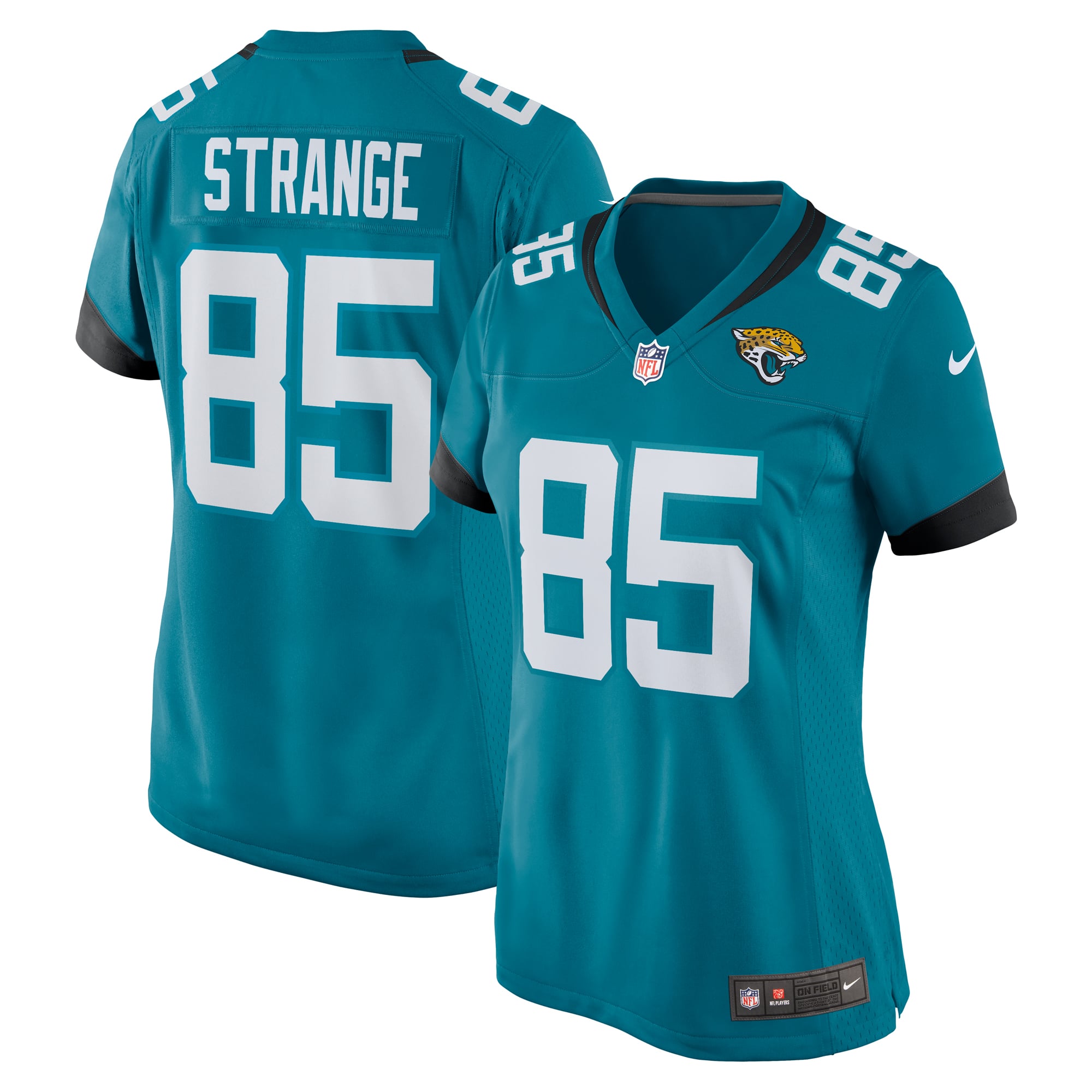 Brenton Strange Jacksonville Jaguars Women's Team Game Jersey - Teal - Image 2
