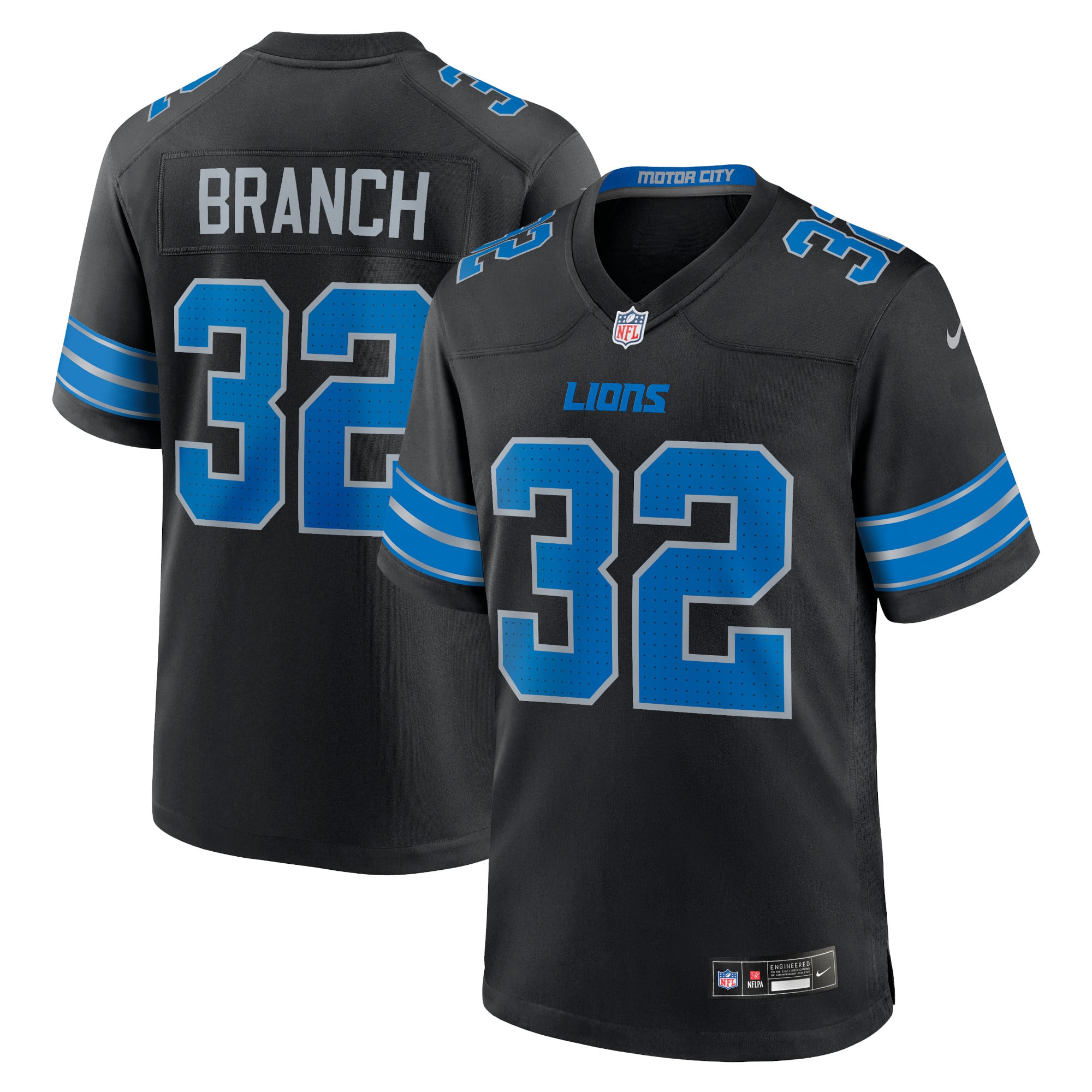 Brian Branch Detroit Lions Alternate Game Jersey - Black - Image 2