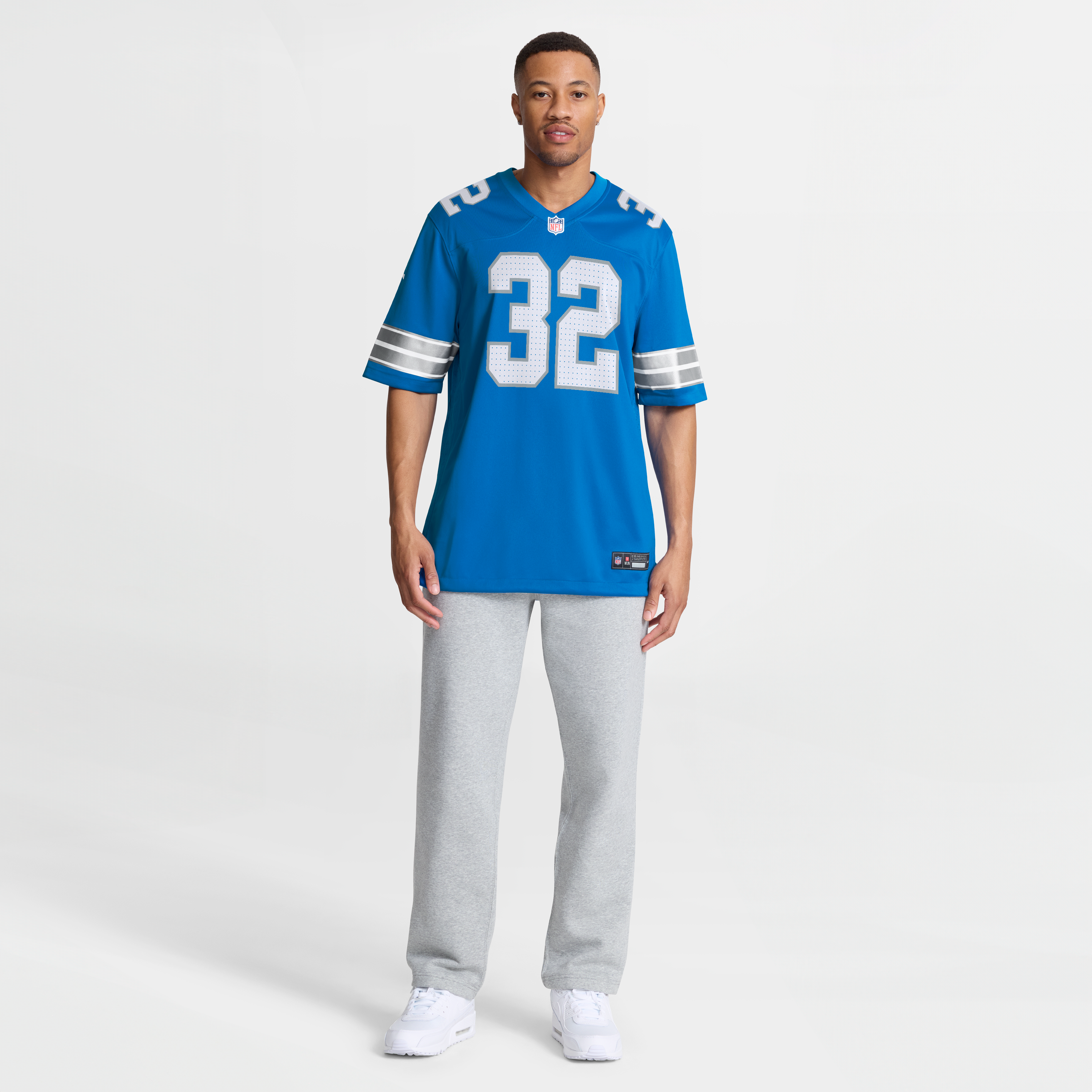 Brian Branch Detroit Lions White Game Jersey - White - Blue - Image 8