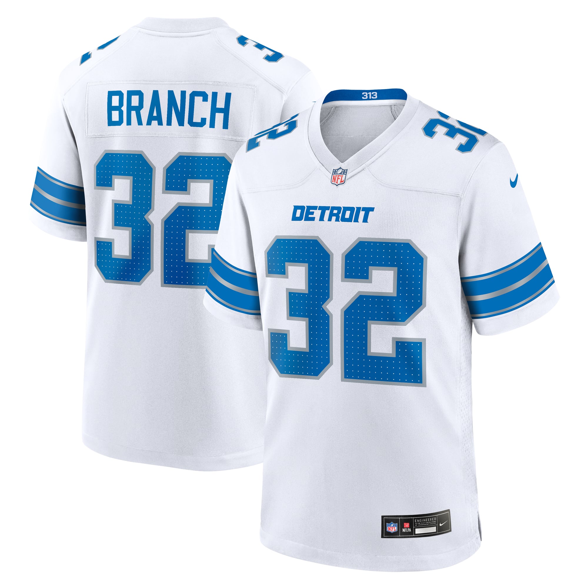 Brian Branch Detroit Lions White Game Jersey - White - White