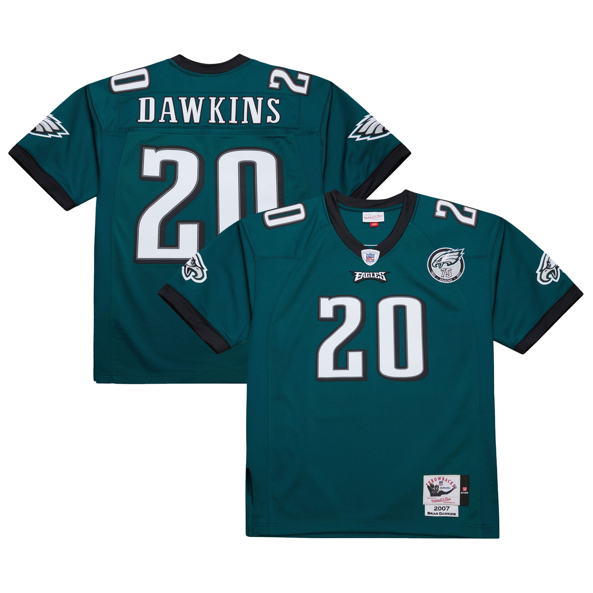 Brian Dawkins Philadelphia Eagles 2007 Throwback Retired Player Jersey - Green - Image 2