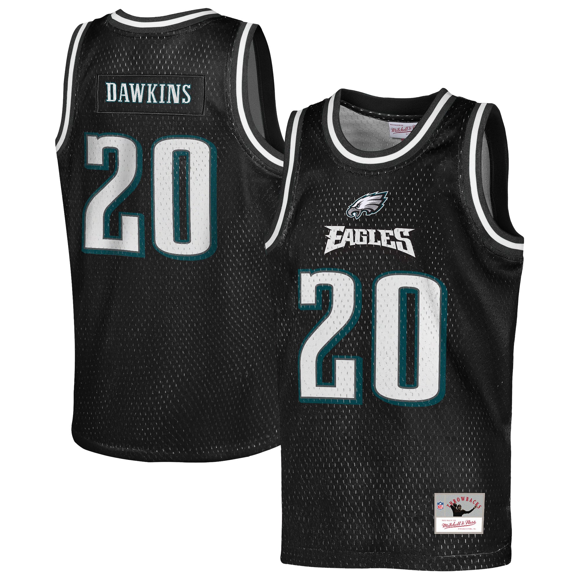 Brian Dawkins Philadelphia Eagles Youth Retired Player Basketball Fashion Jersey - Black - Image 2