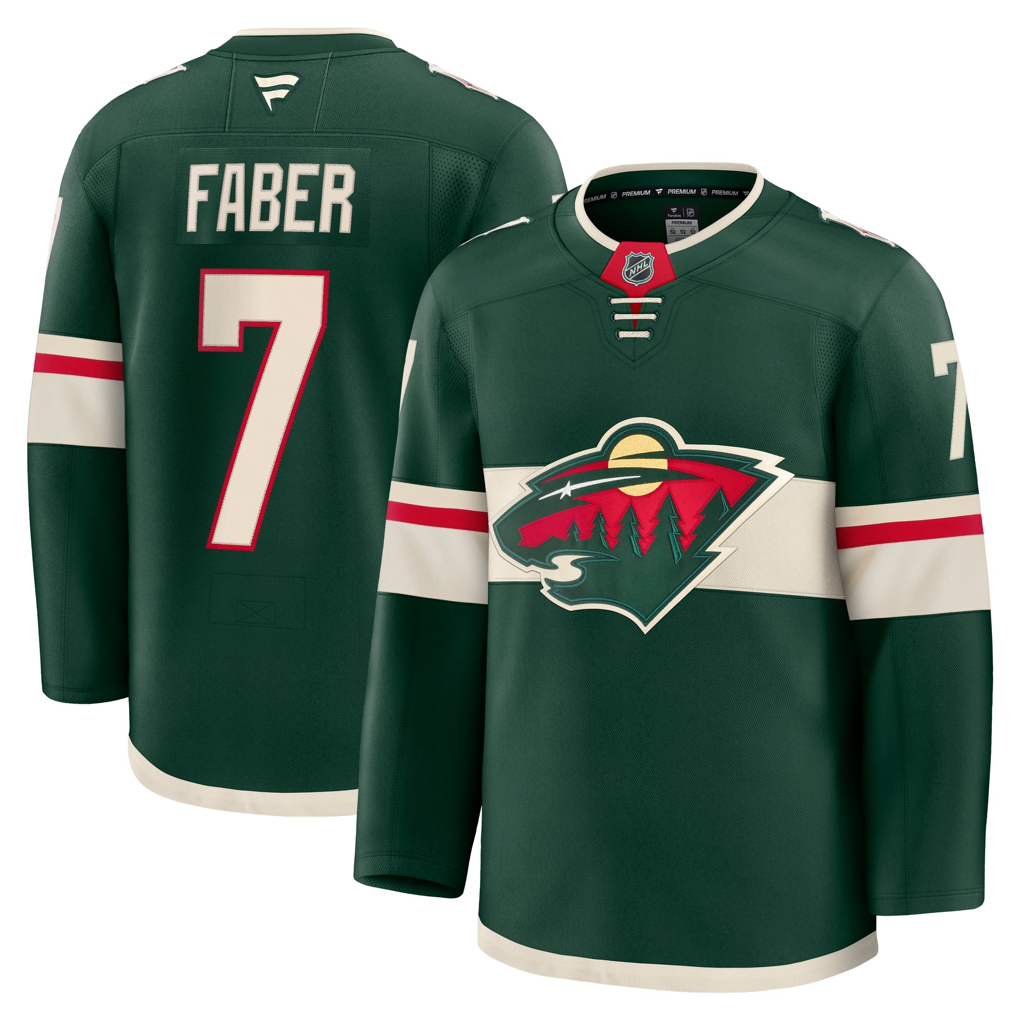 Brock Faber Minnesota Wild Anniversary Premium Jersey - Green - Image 2