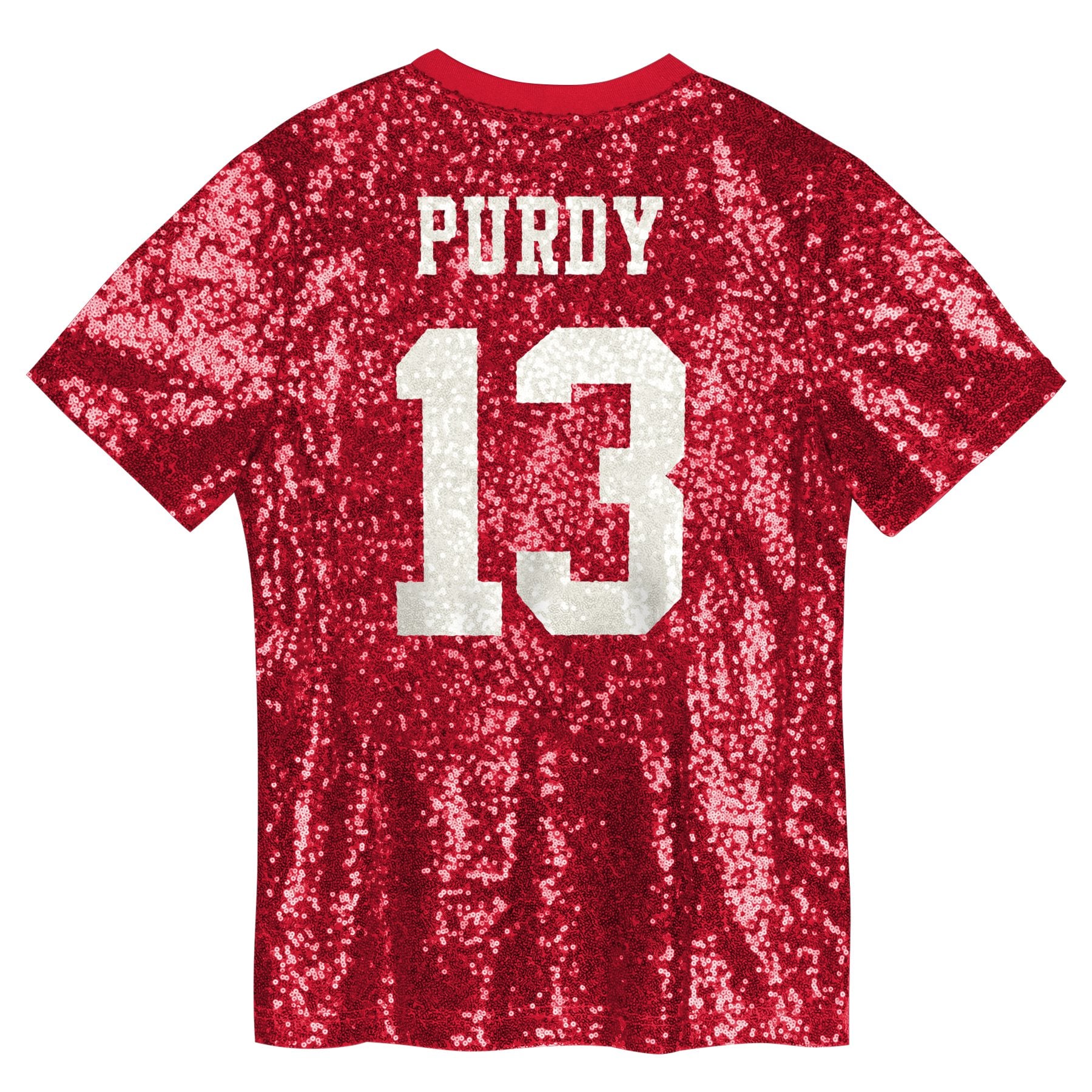 Brock Purdy San Francisco 49ers Girls Youth Sequin V-Neck Fashion Jersey - Scarlet - Image 4