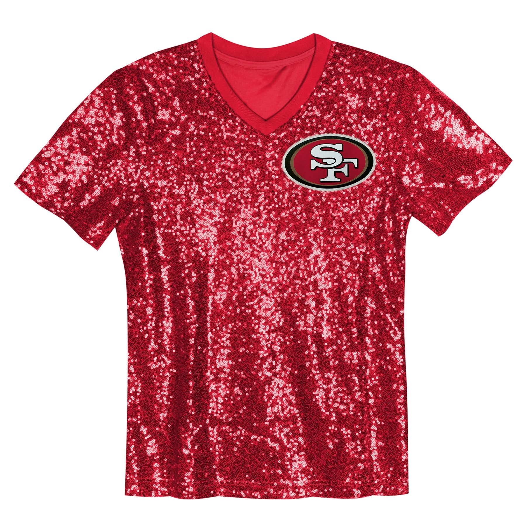 Brock Purdy San Francisco 49ers Girls Youth Sequin V-Neck Fashion Jersey - Scarlet - Image 3