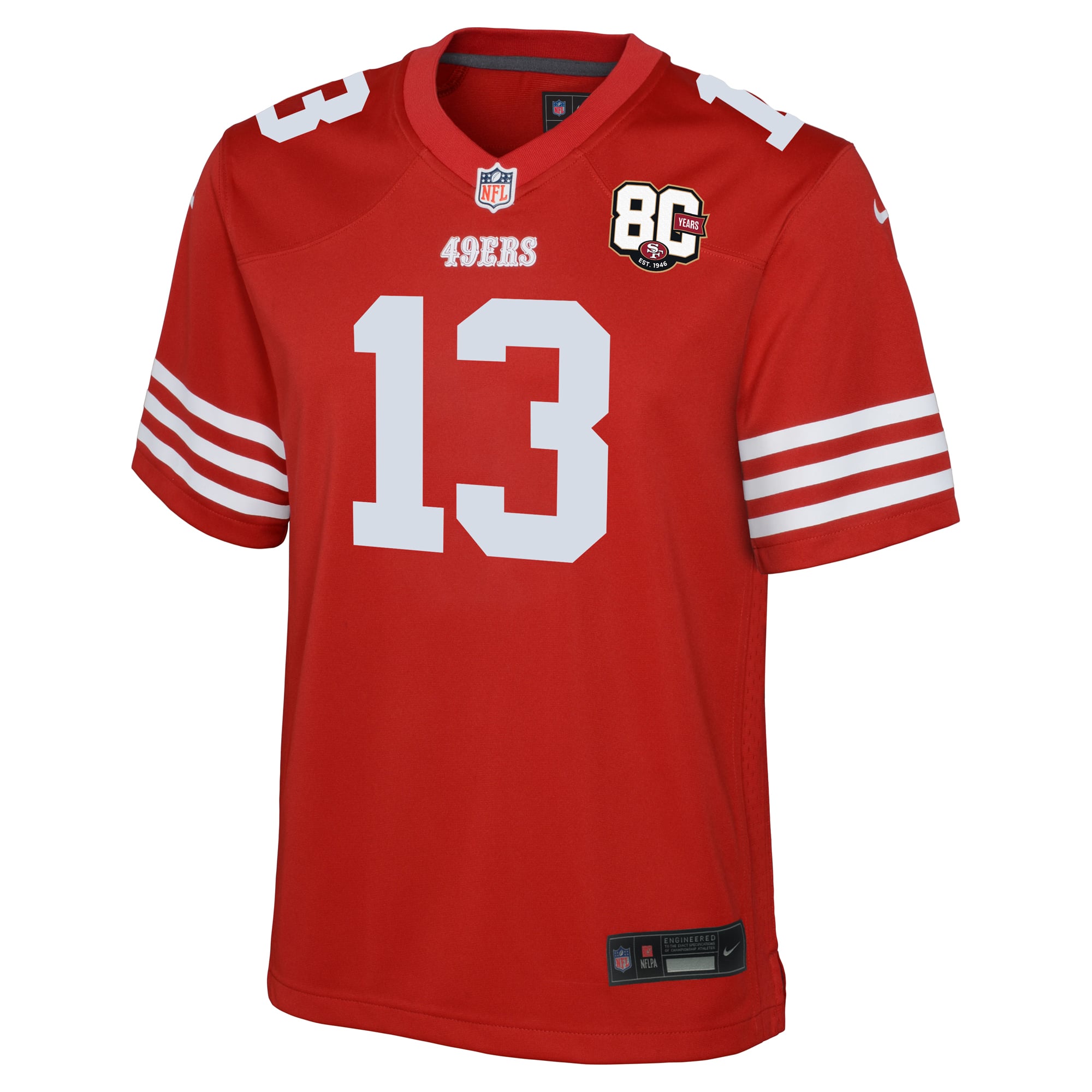 Brock Purdy San Francisco 49ers Youth 80th Anniversary Game Jersey - Scarlet - Image 3
