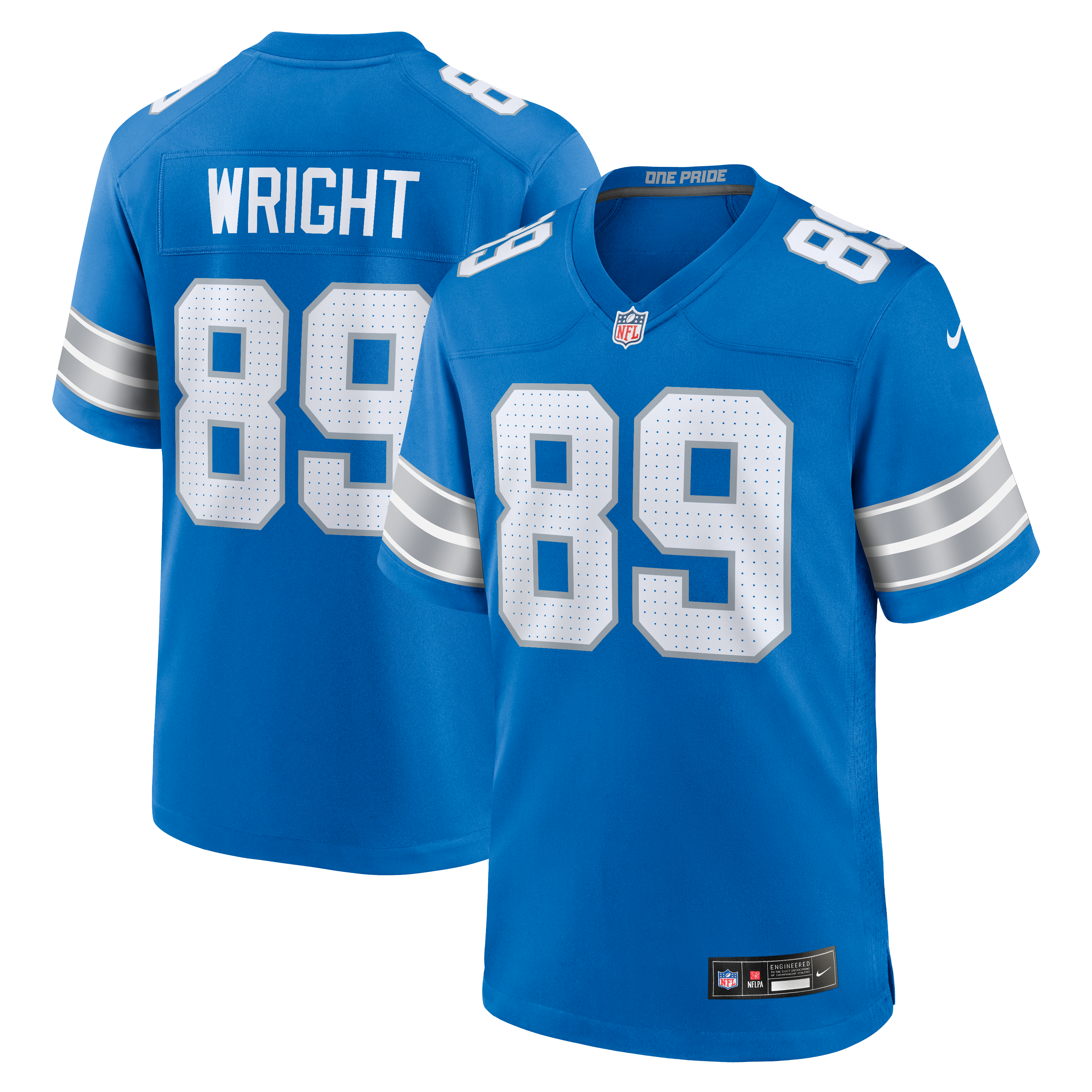 Brock Wright Detroit Lions Team Game Jersey - Blue - Image 2