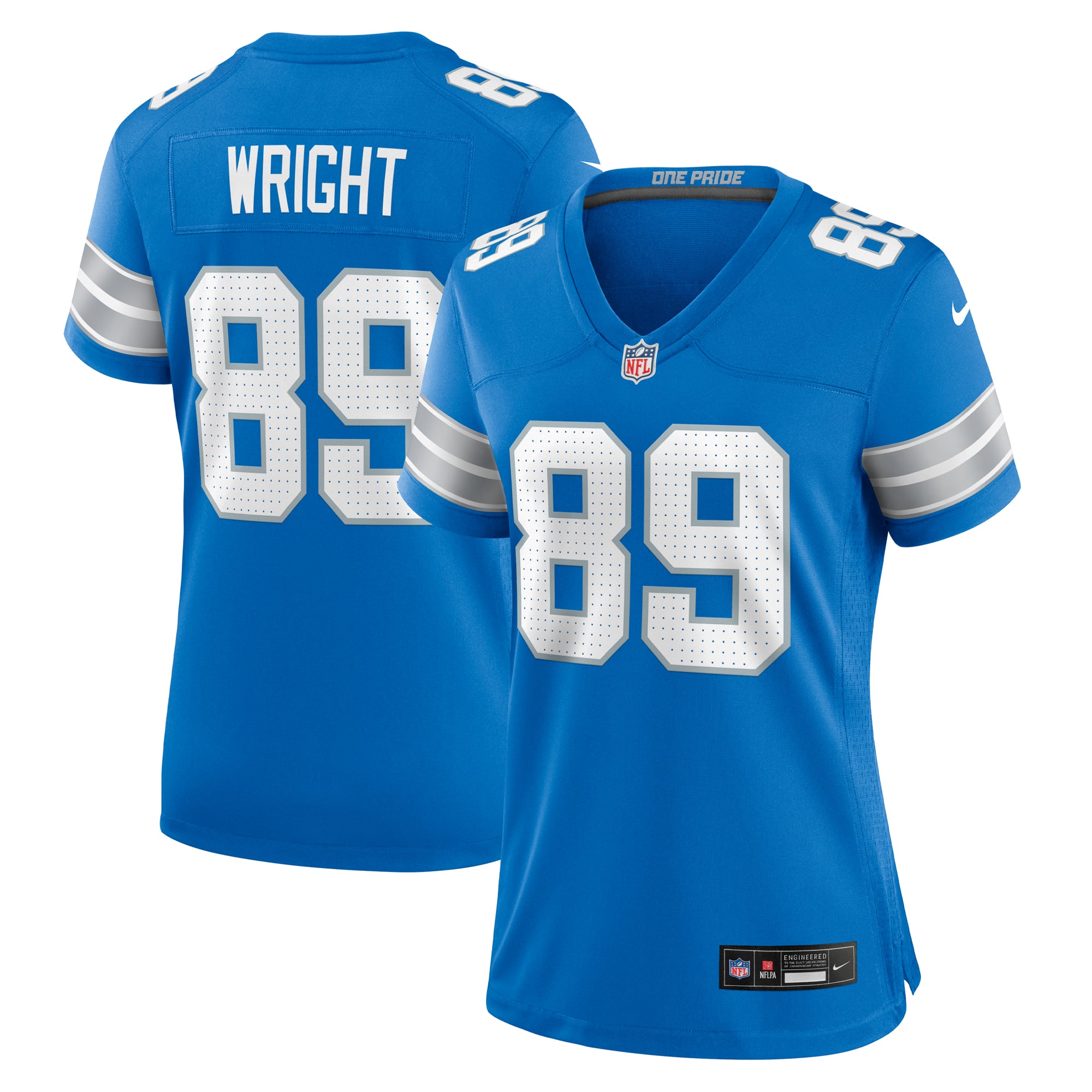 Brock Wright Detroit Lions Women's Team Game Jersey - Blue - Image 2