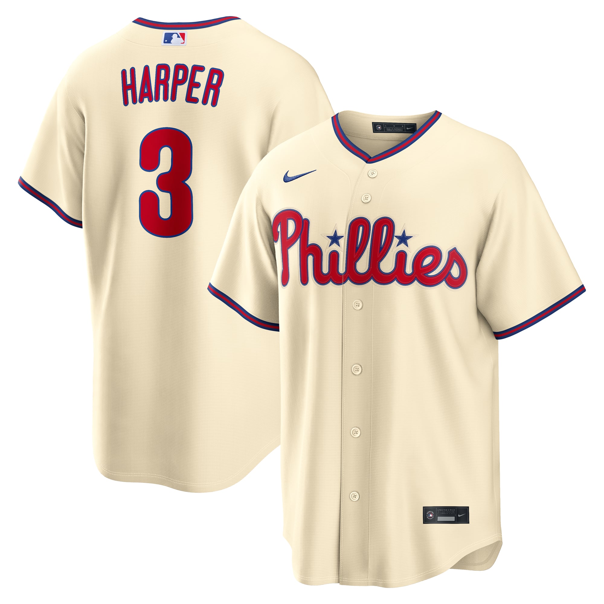 Bryce Harper Philadelphia Phillies Alternate Jersey - Cream - Image 2