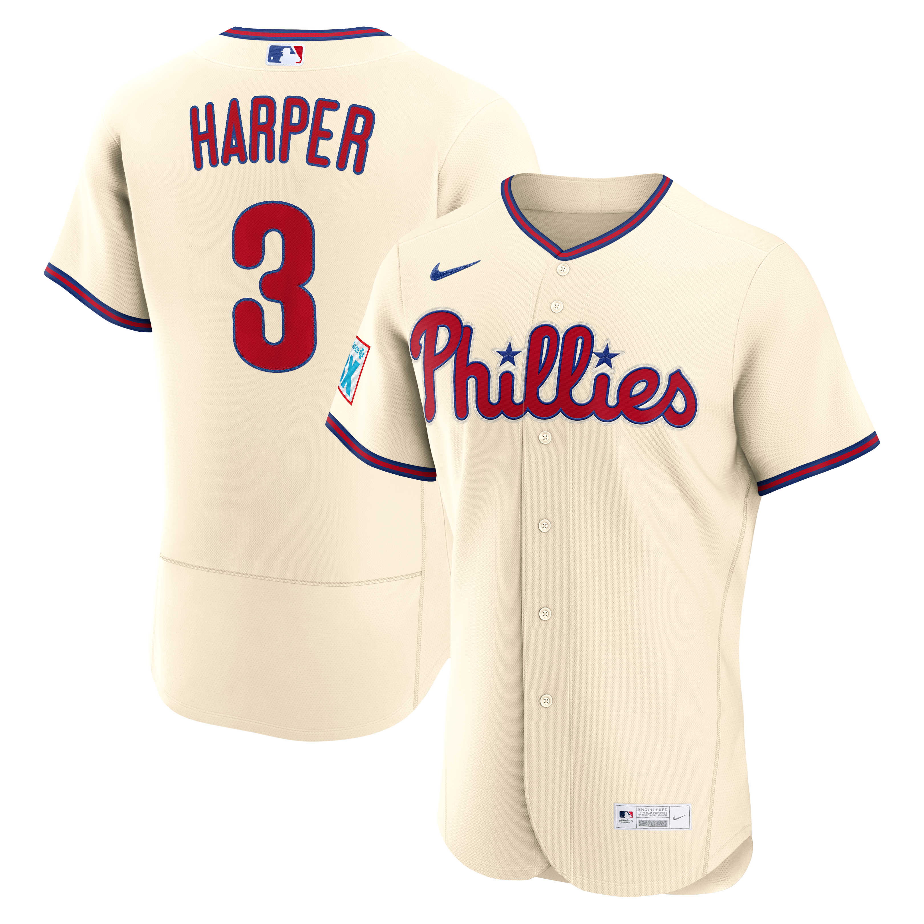 Bryce Harper Philadelphia Phillies Alternate Sponsor Patch Jersey - Cream - Image 2