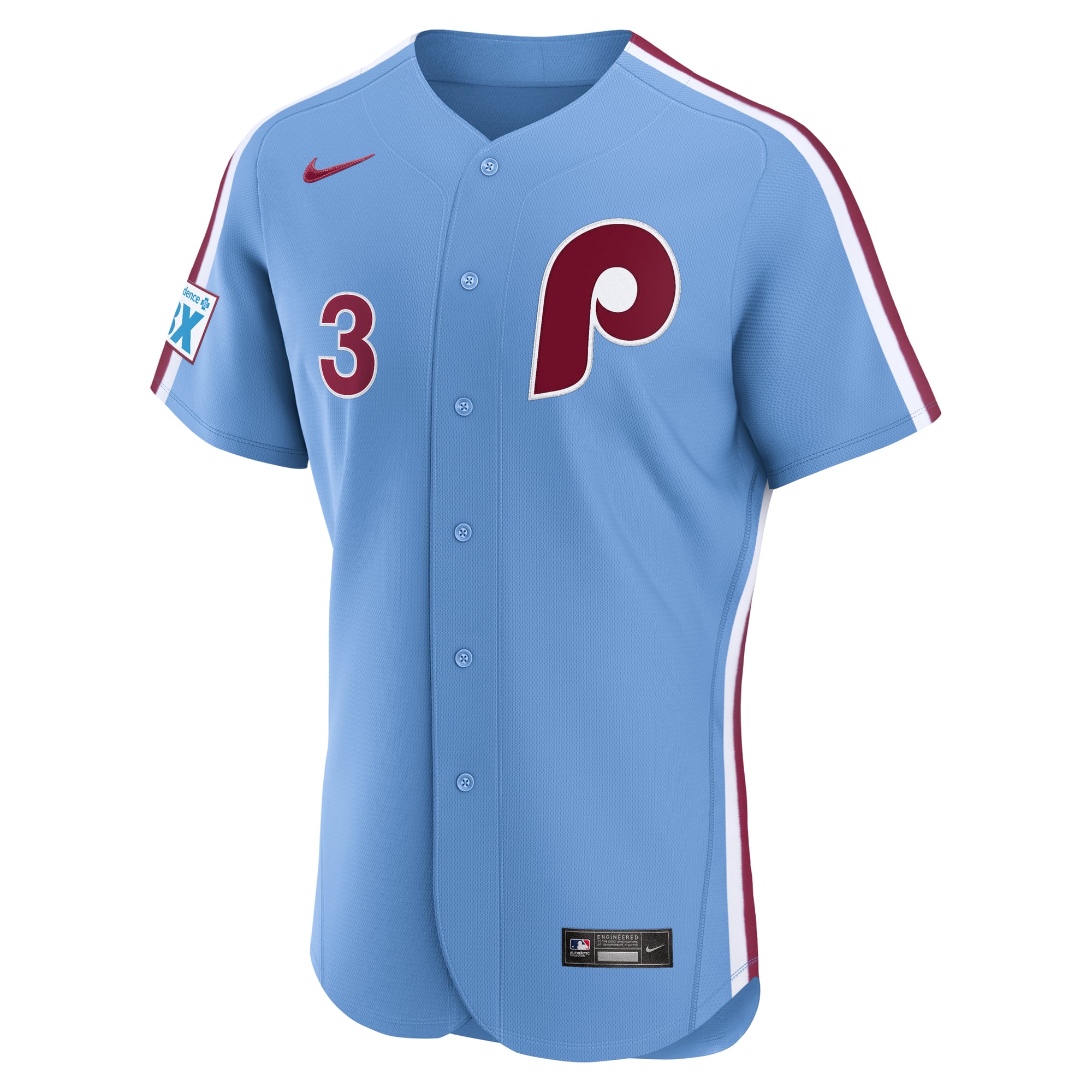 Bryce Harper Philadelphia Phillies Home Sponsor Patch Jersey - Light Blue - Image 3