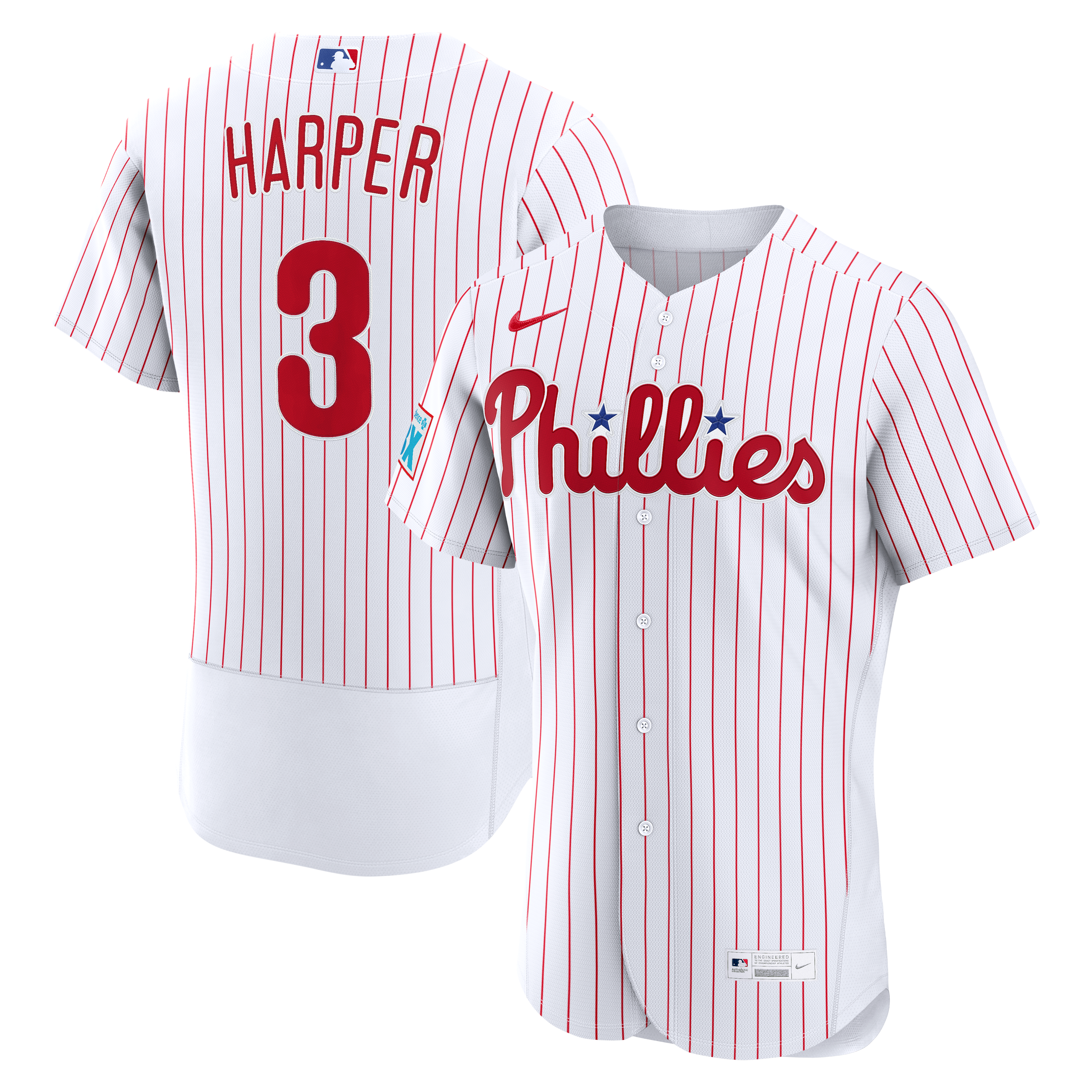 Bryce Harper Philadelphia Phillies Home Sponsor Patch Jersey - White - Image 2