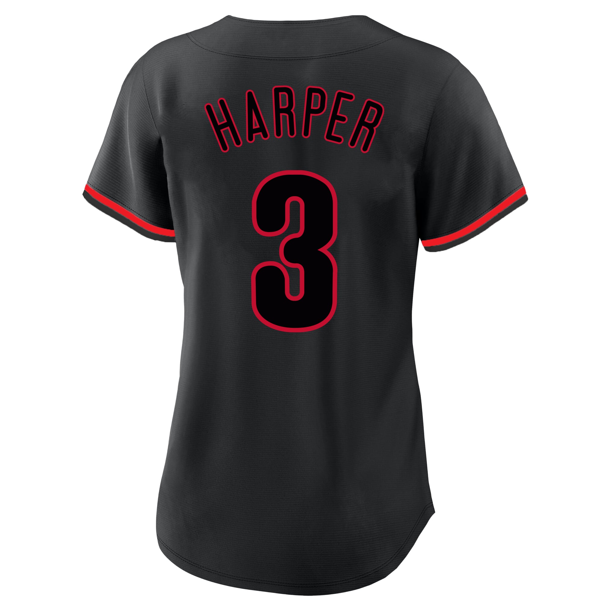 Bryce Harper Philadelphia Phillies Profile Women's Plus Size Player Name & Number Fashion Jersey - Black - Image 4