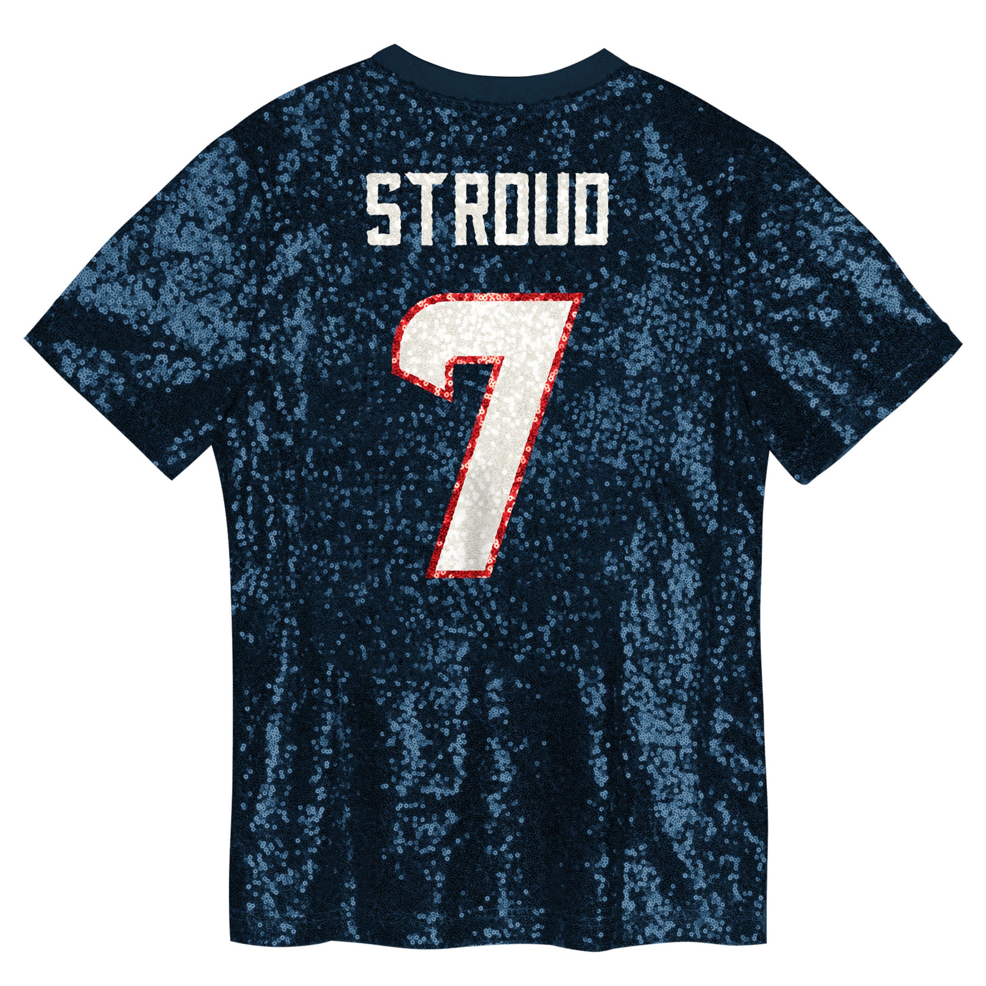 C.J. Stroud Houston Texans Girls Youth Sequin V-Neck Fashion Jersey - Navy - Image 4