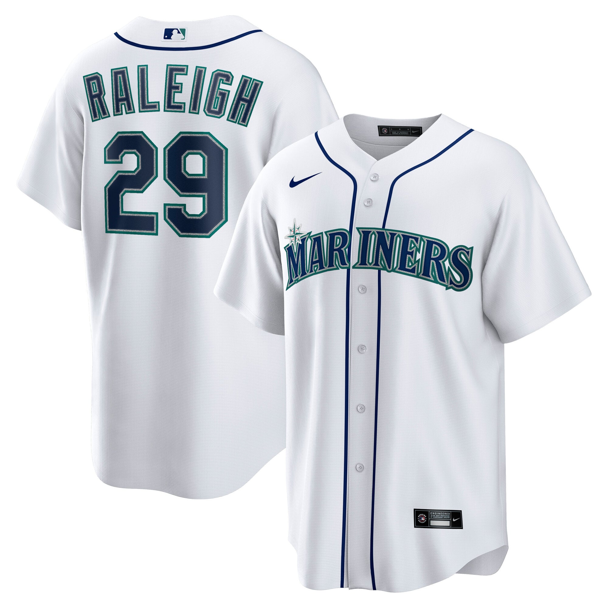 Cal Raleigh Seattle Mariners Home Player Jersey - White - Image 2