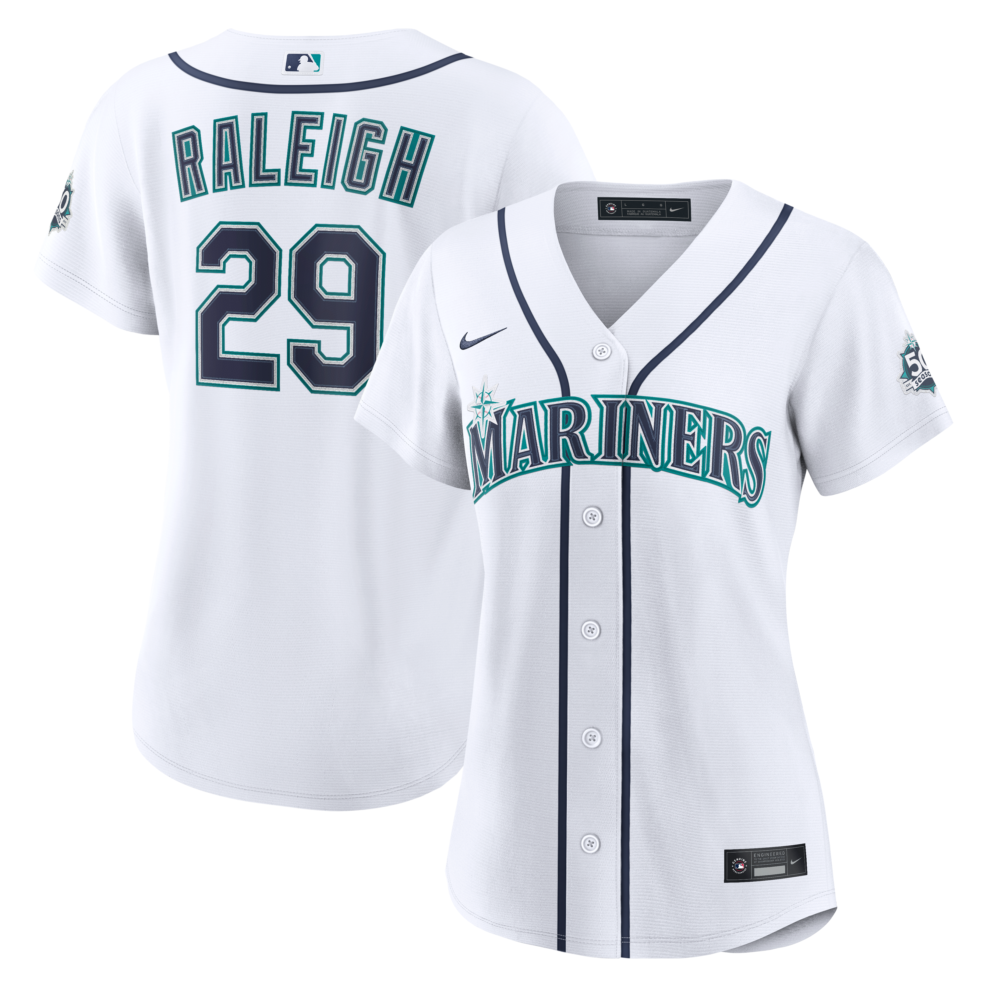 Cal Raleigh Seattle Mariners Women's Home 50th Season Stadium Jersey - White