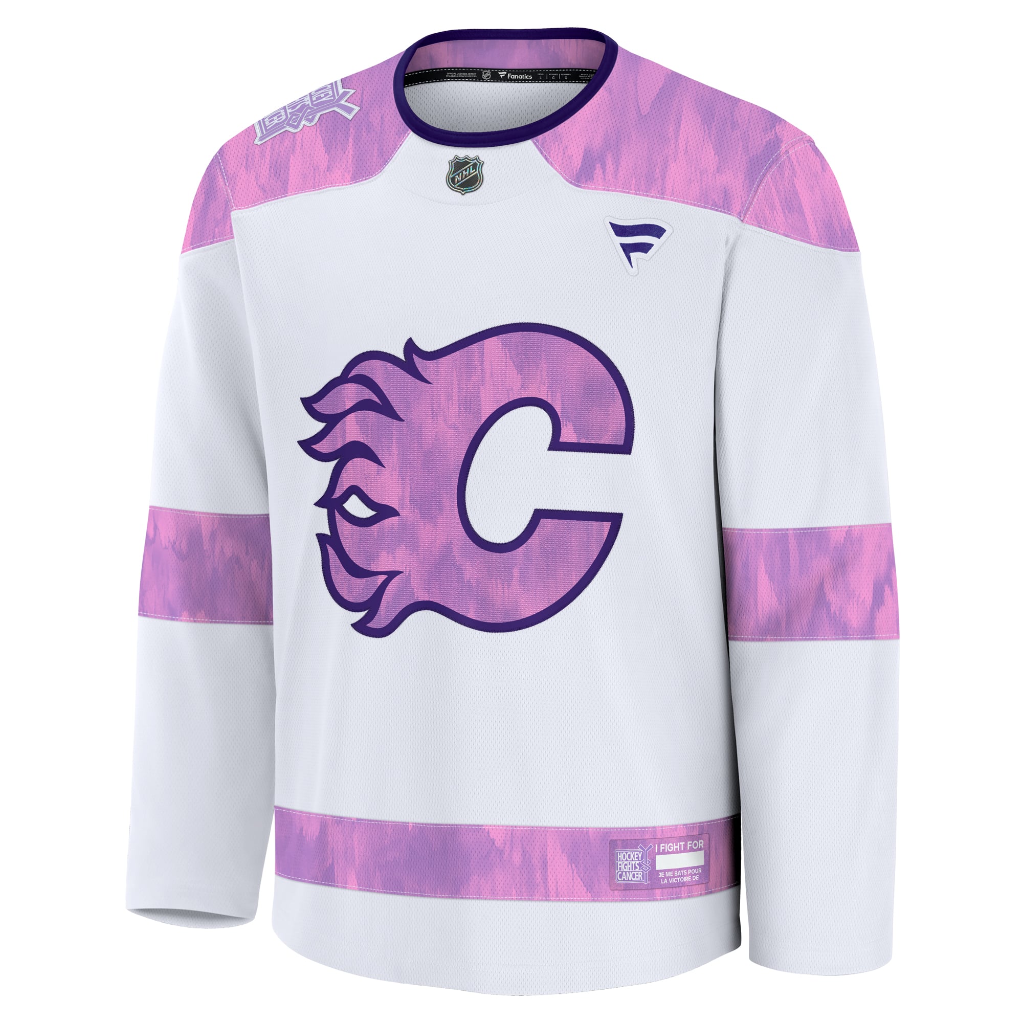 Calgary Flames 2024 Hockey Fights Cancer Practice Jersey - White - Image 3