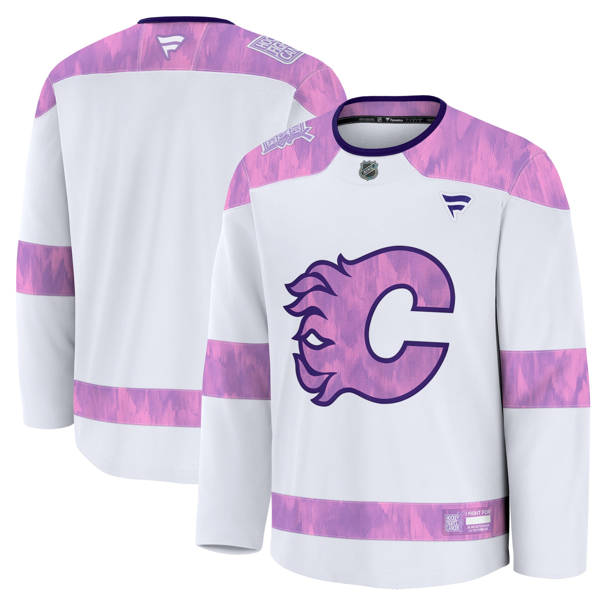 Calgary Flames 2024 Hockey Fights Cancer Practice Jersey - White - Image 2