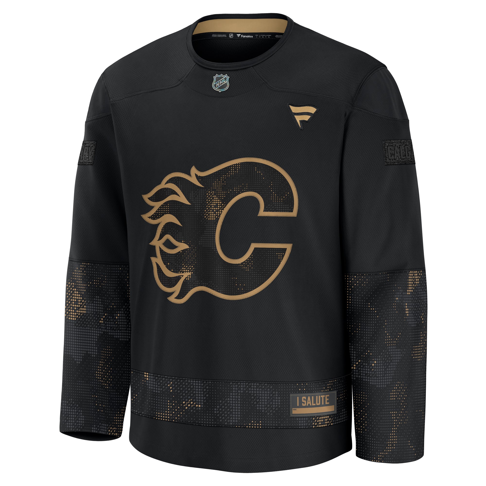 Calgary Flames 2024 Military Appreciation Custom Practice Jersey - Black - Image 3