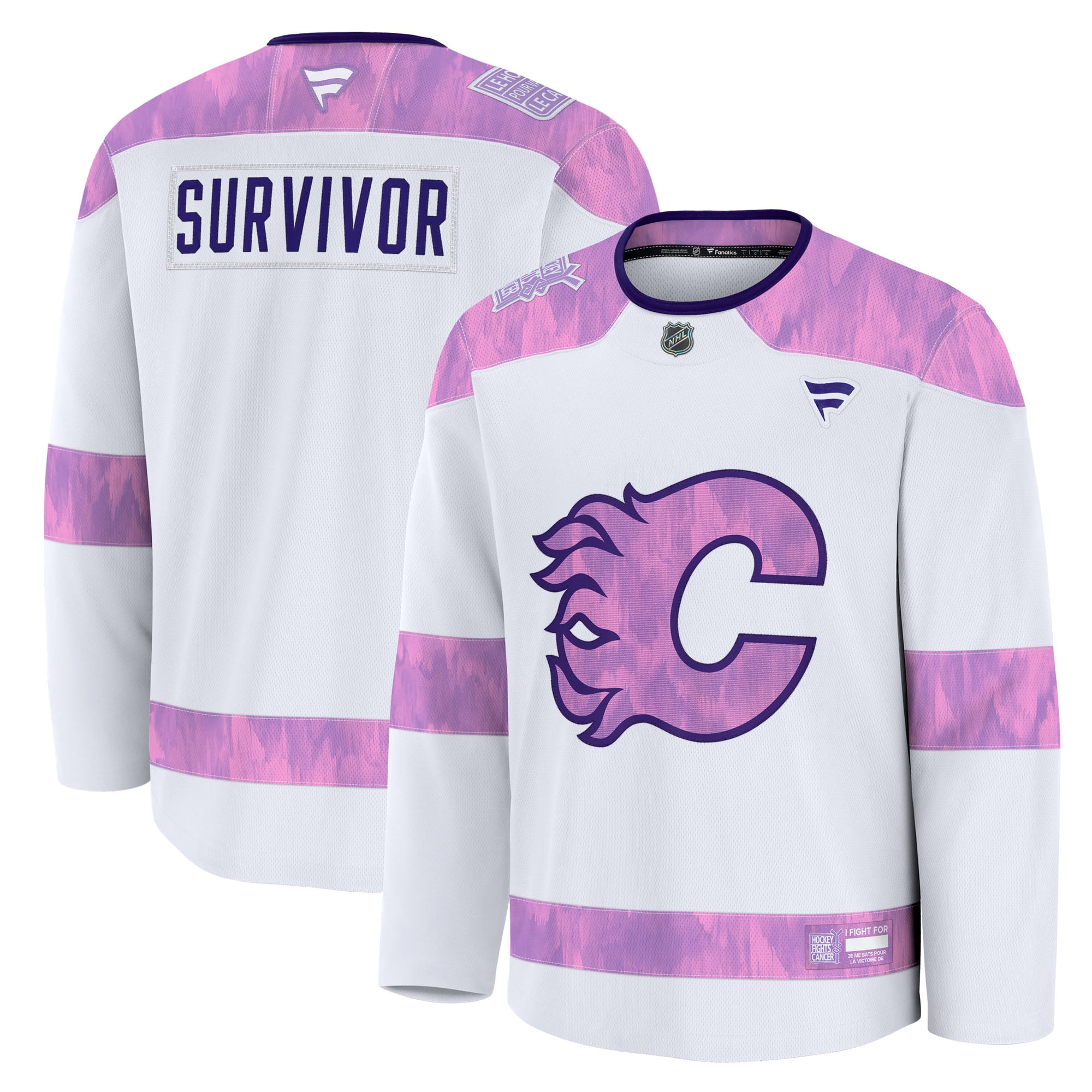 Calgary Flames Hockey Fights Cancer Survivor Practice Jersey - White
