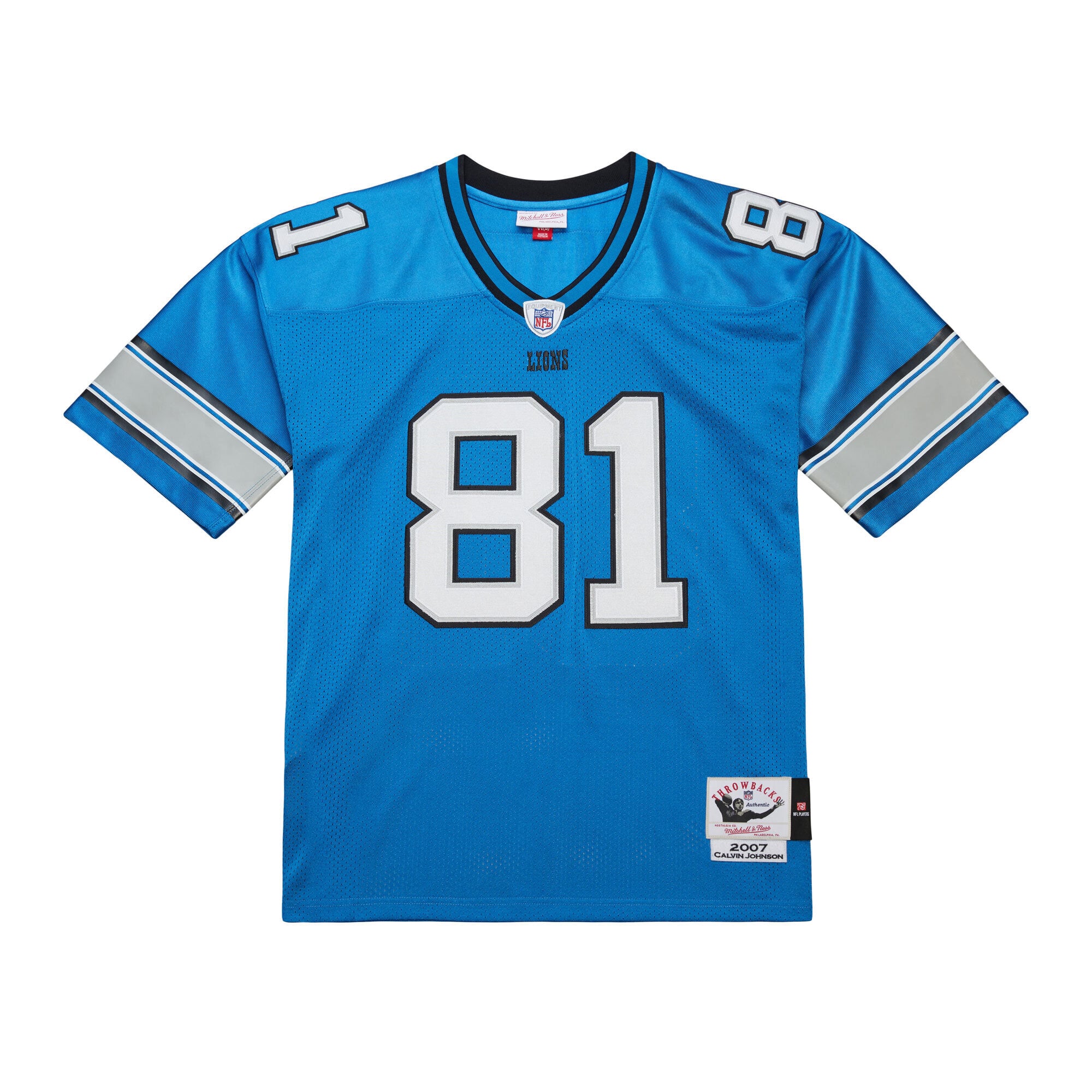 Calvin Johnson Detroit Lions 2007 Throwback Retired Player Jersey - Blue - Image 3