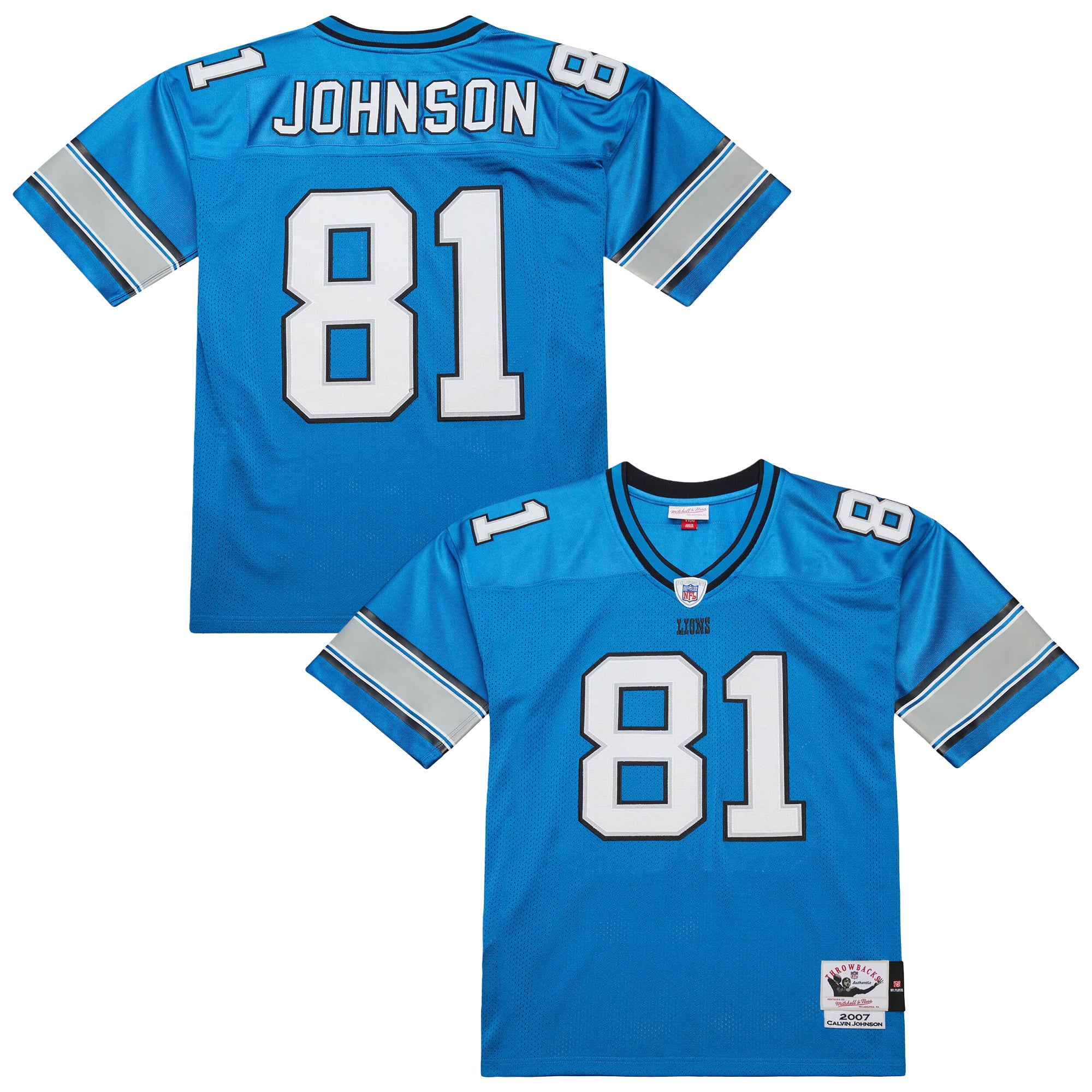 Calvin Johnson Detroit Lions 2007 Throwback Retired Player Jersey - Blue - Image 2