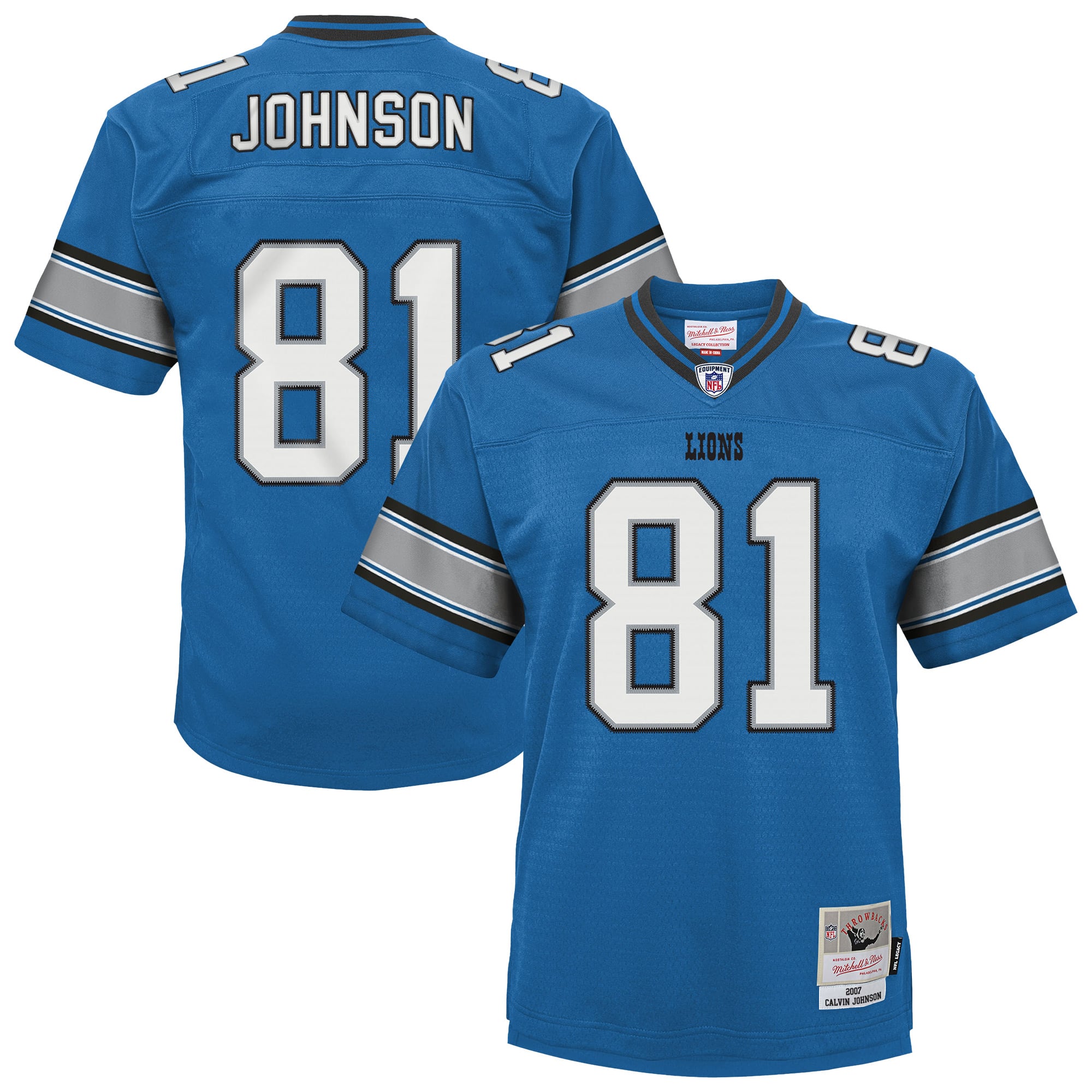 Calvin Johnson Detroit Lions Youth Legacy Jersey - Blue - Image 2