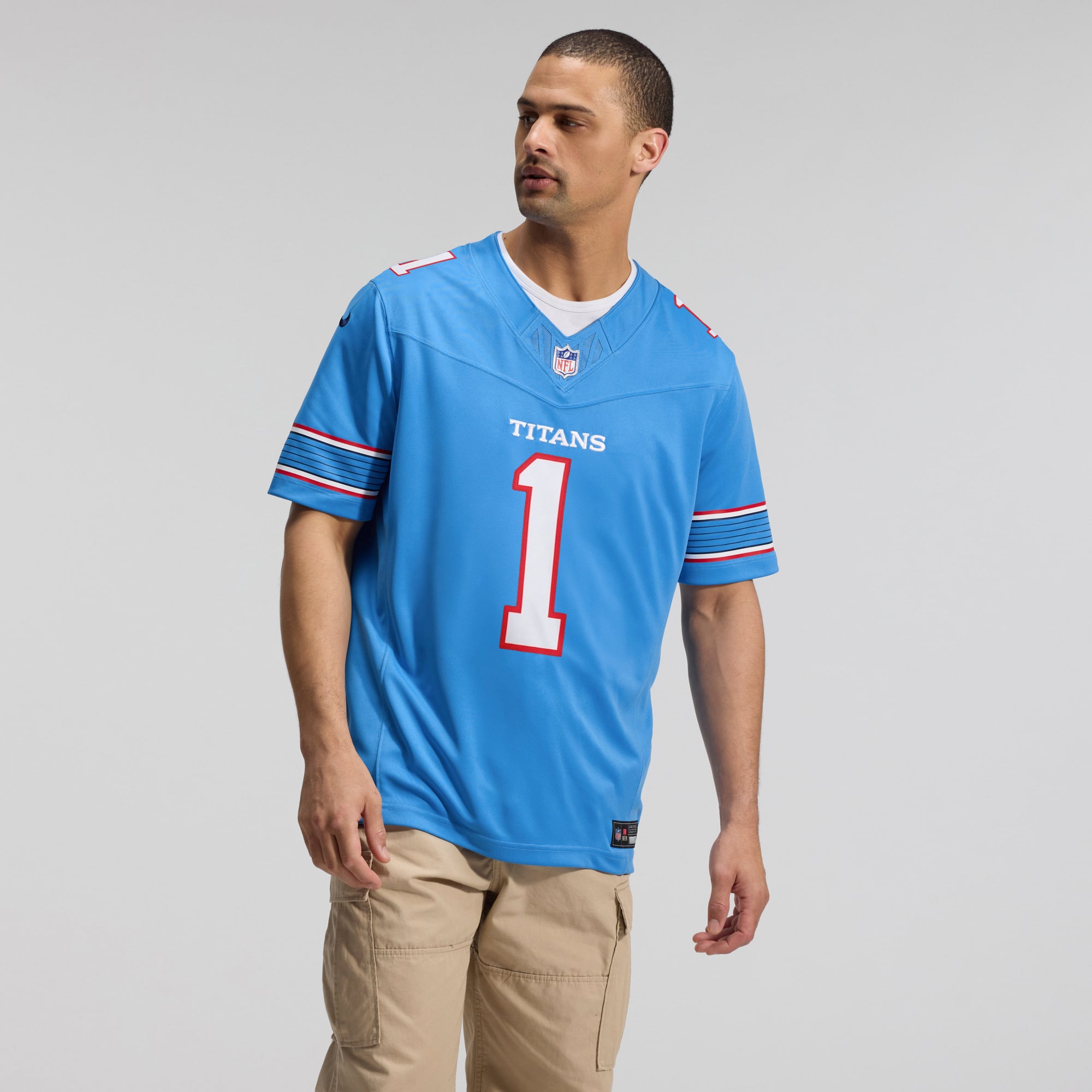 Cameron Ward Tennessee Titans Team Vapor F.U.S.E. Stitched Limited Jersey - Light Blue - Image 5