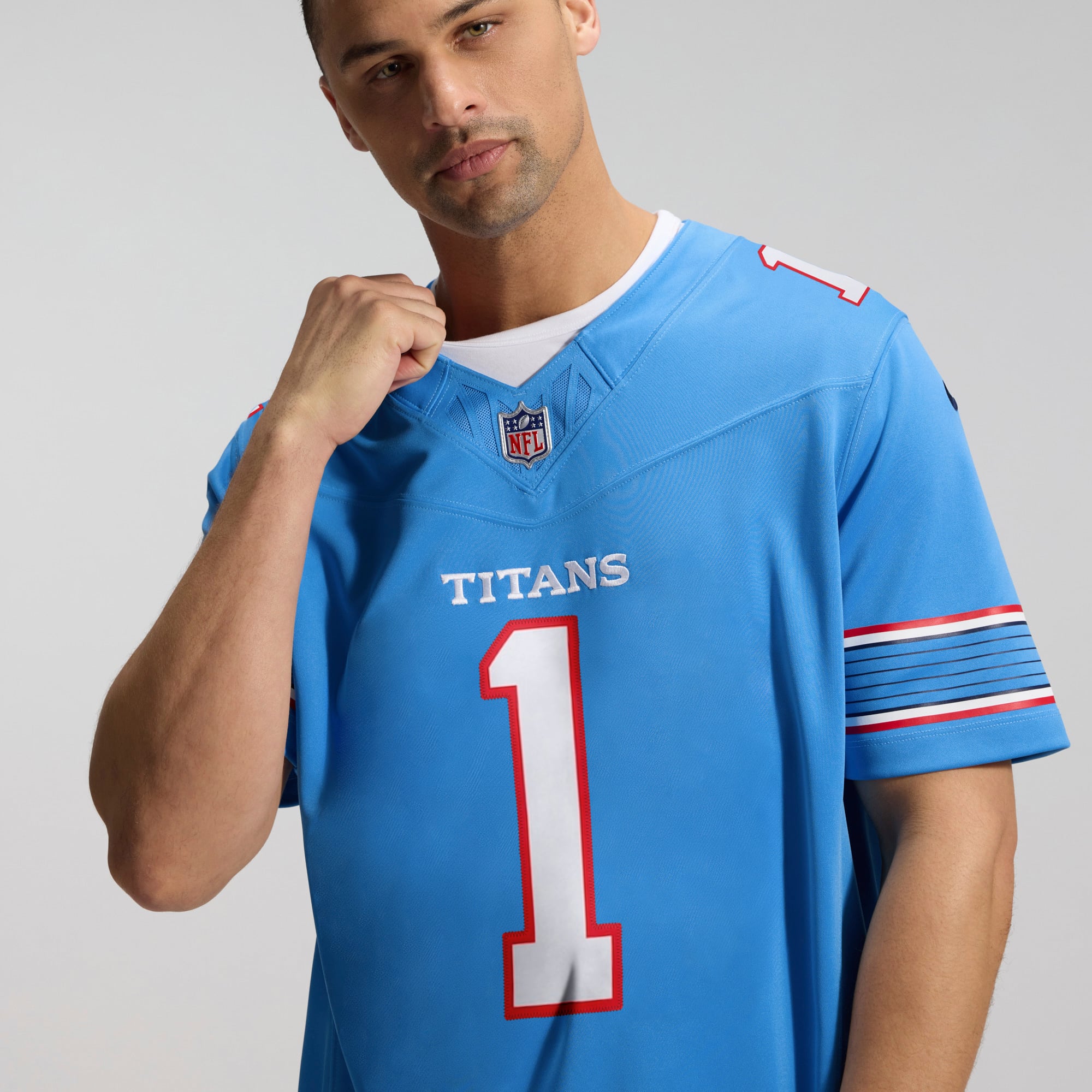 Cameron Ward Tennessee Titans Team Vapor F.U.S.E. Stitched Limited Jersey - Light Blue - Image 10
