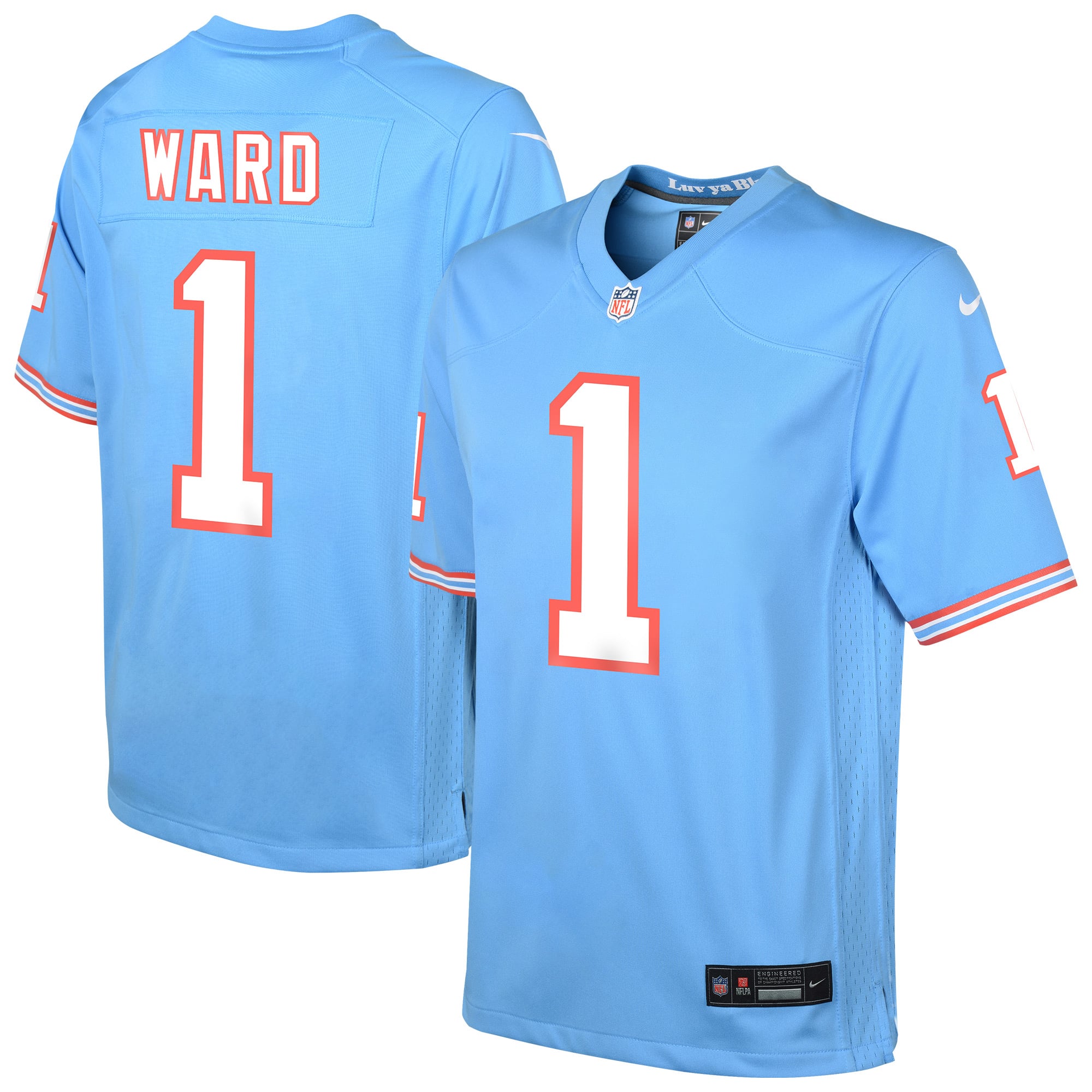 Cameron Ward Tennessee Titans Youth Alternate Game Jersey - Light Blue - Image 2