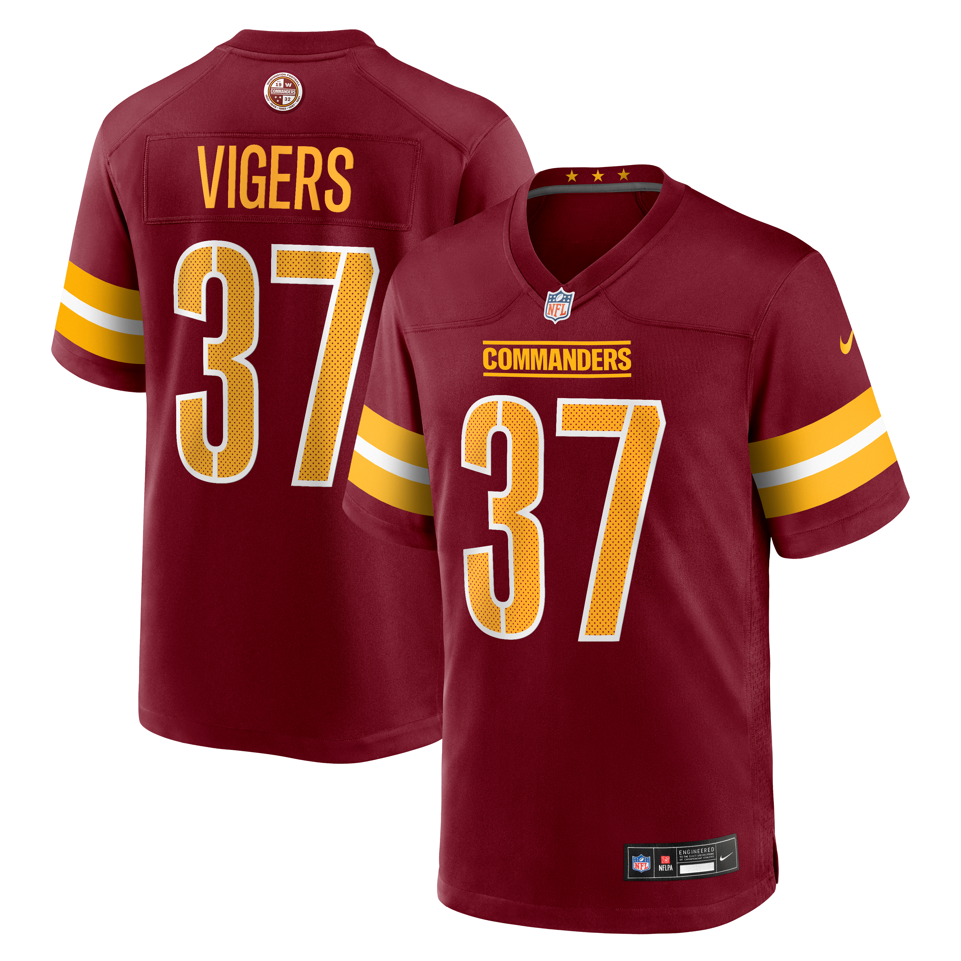 Car'lin Vigers Washington Commanders Team Game Jersey - Burgundy - Image 2