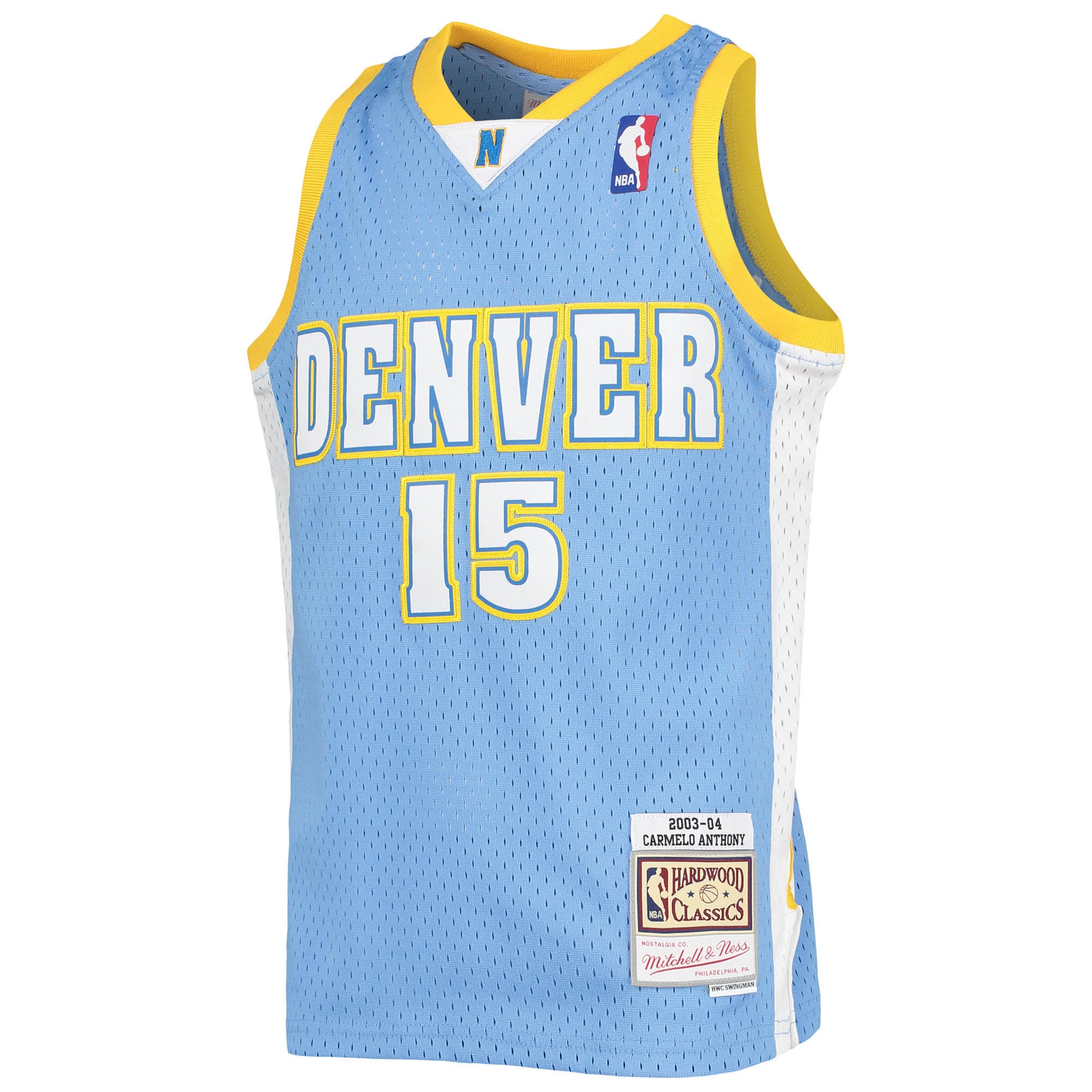 Carmelo Anthony Denver Nuggets Youth 2003-04 Hardwood Classics Swingman Jersey - Powder Blue - Image 3