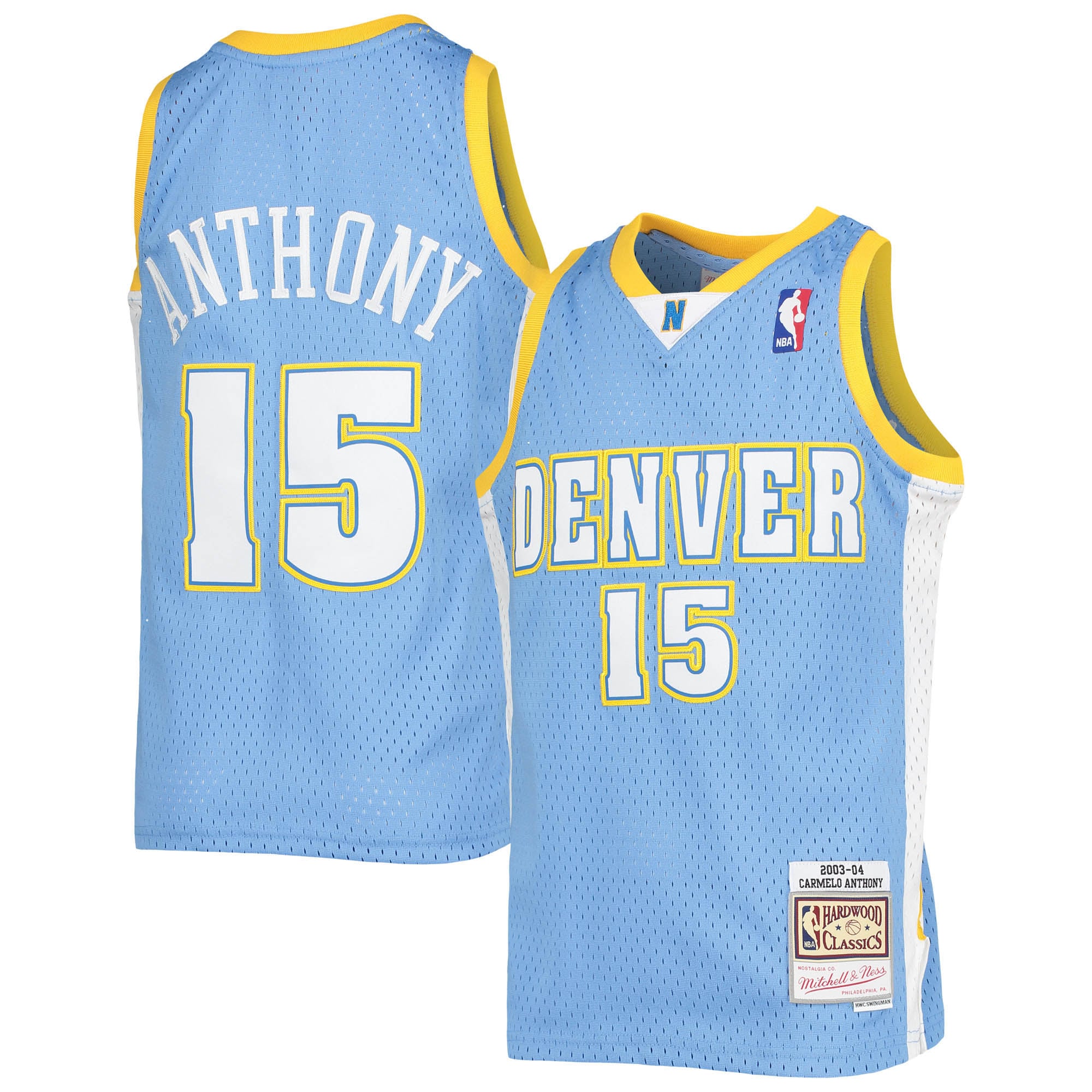 Carmelo Anthony Denver Nuggets Youth 2003-04 Hardwood Classics Swingman Jersey - Powder Blue - Image 2
