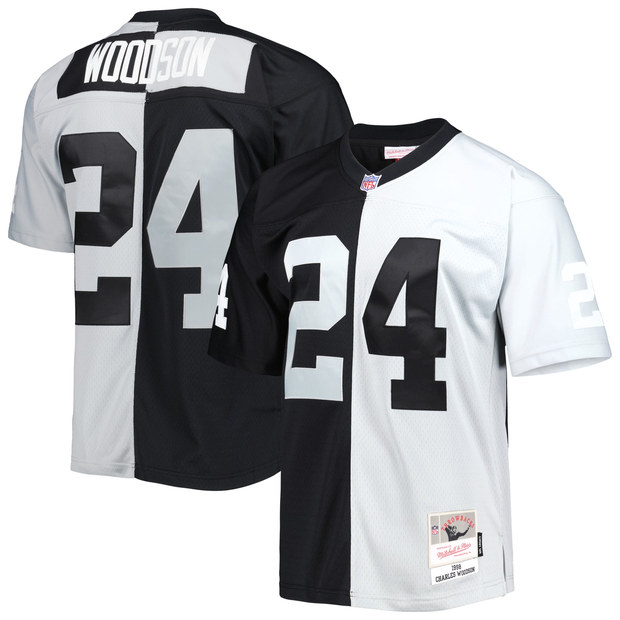 Charles Woodson Las Vegas Raiders 1998 Split Legacy Jersey - Black/Silver - Image 2
