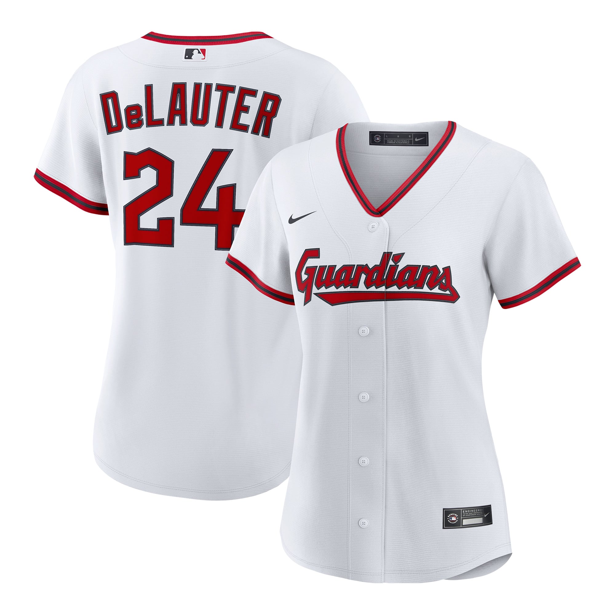 Chase DeLauter Cleveland Guardians Women's Home Jersey - White - Image 2