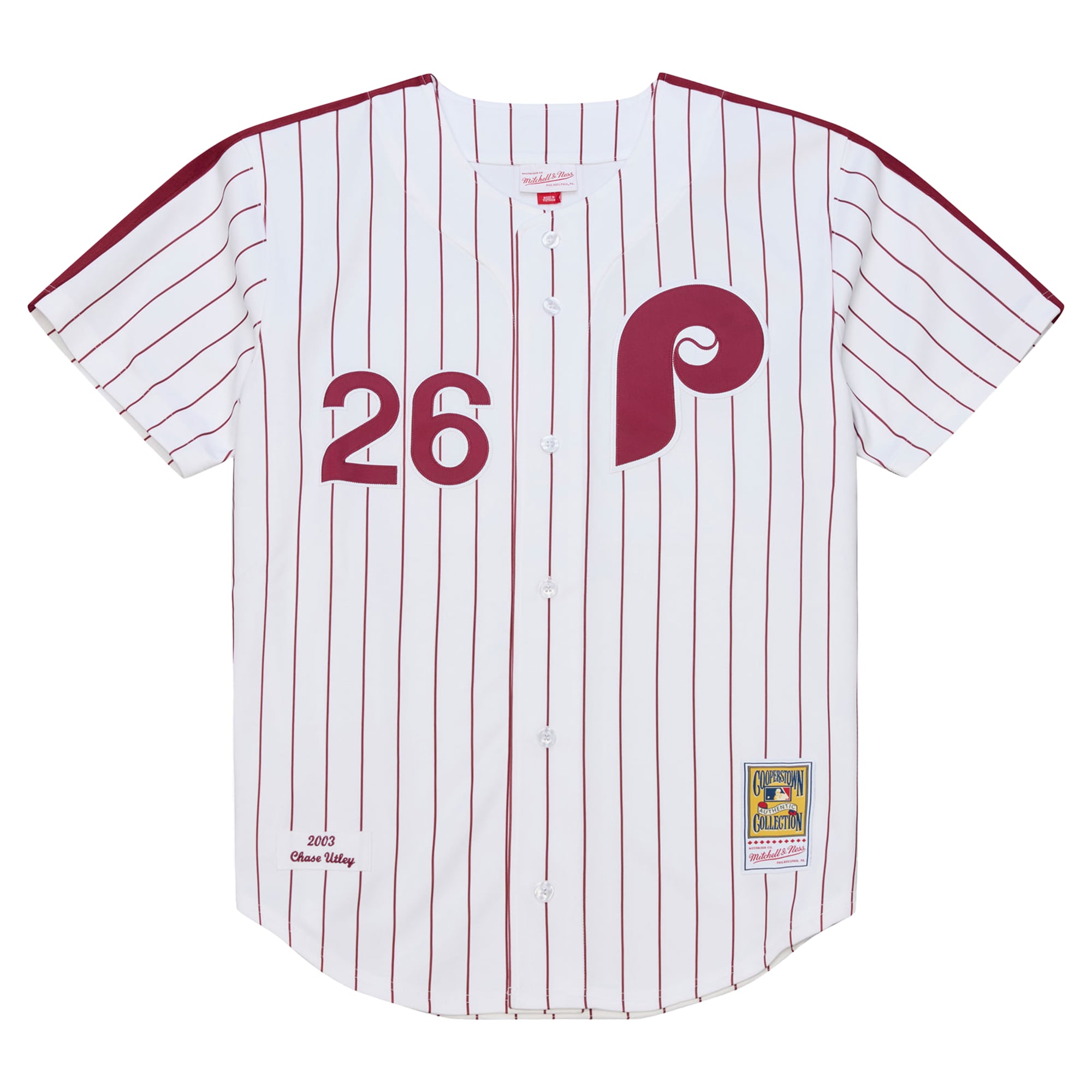 Chase Utley Philadelphia Phillies 2003 Cooperstown Collection Jersey - White - Image 3