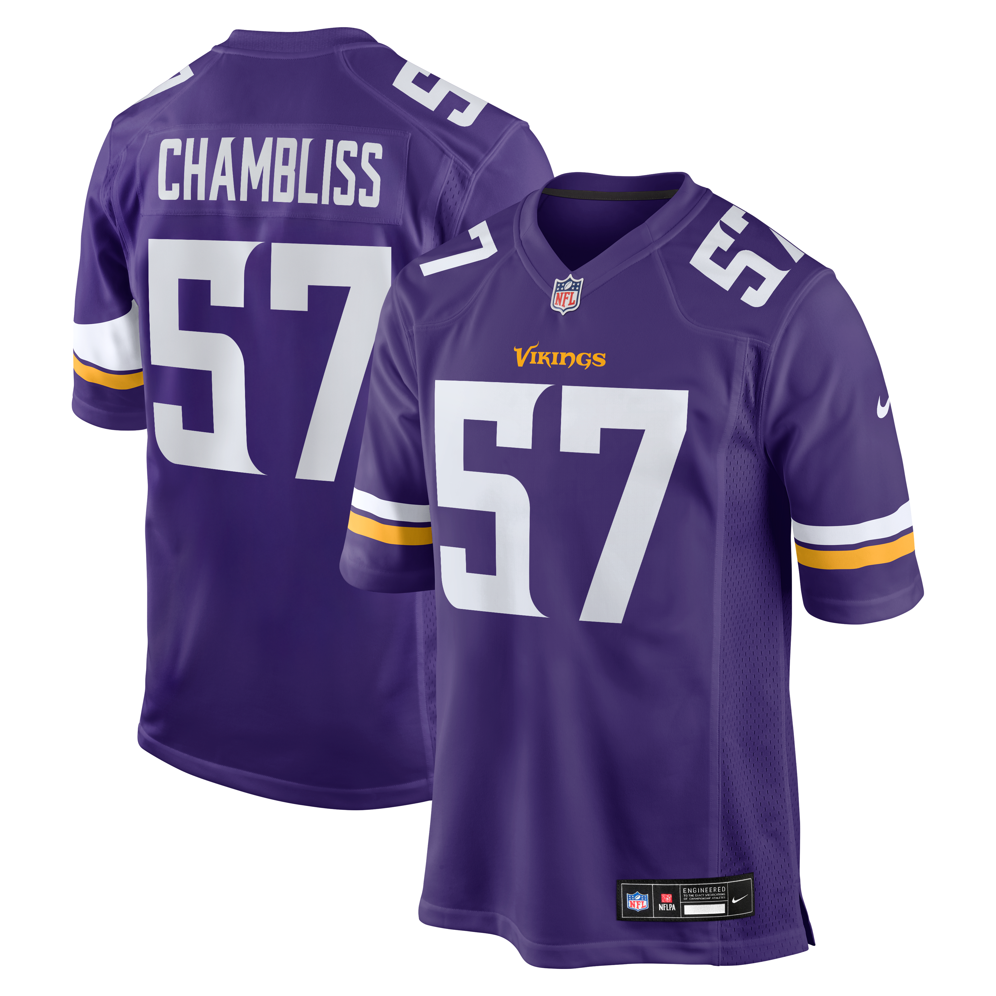 Chaz Chambliss Minnesota Vikings Team Game Jersey - Purple - Image 2