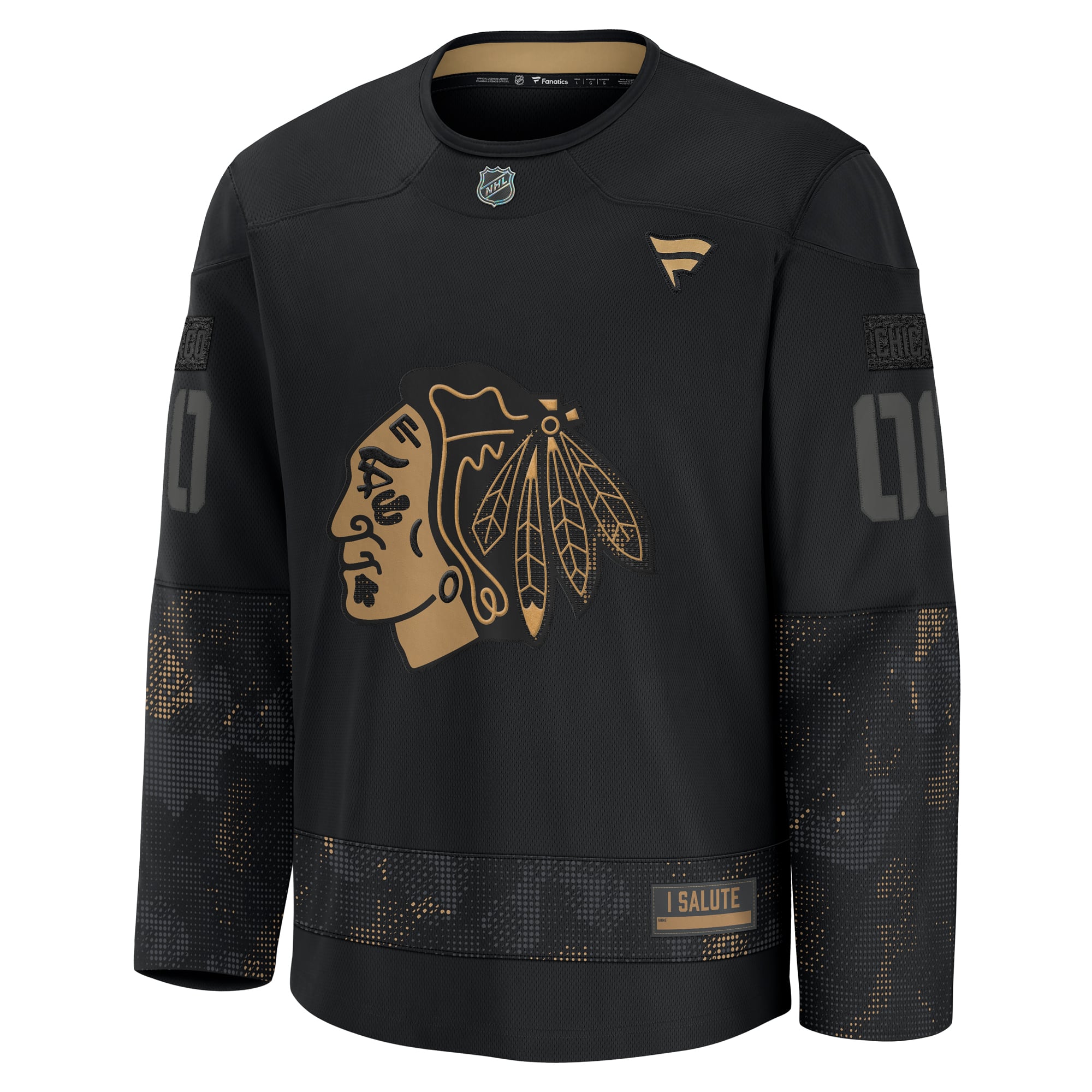 Chicago Blackhawks 2024 Military Appreciation Custom Practice Jersey - Black - Image 3