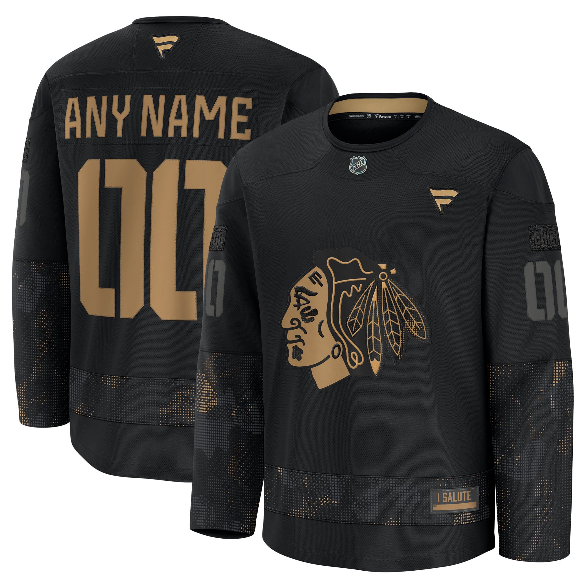 Chicago Blackhawks 2024 Military Appreciation Custom Practice Jersey - Black