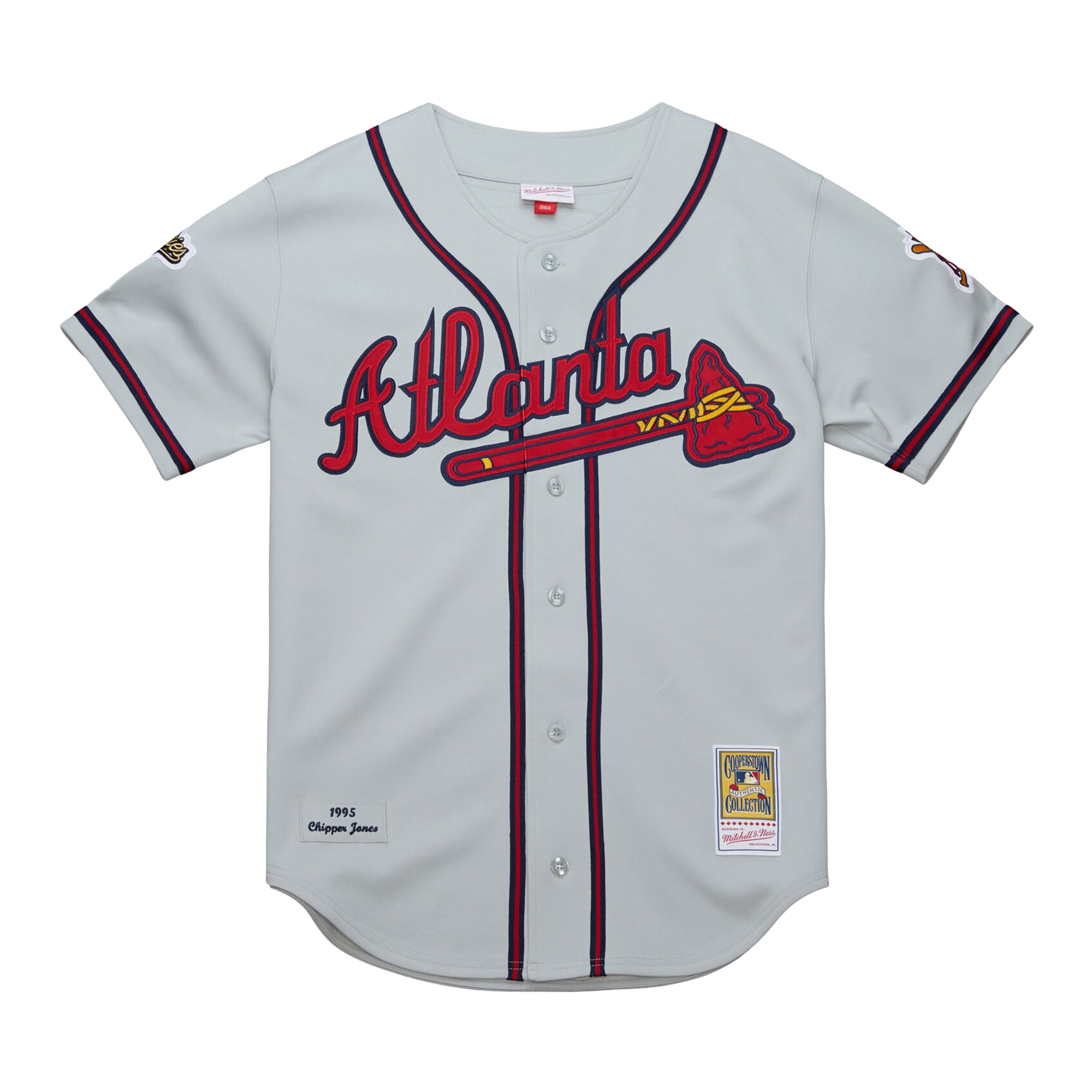 Chipper Jones Atlanta Braves 1995 Throwback Jersey - Gray - Image 3