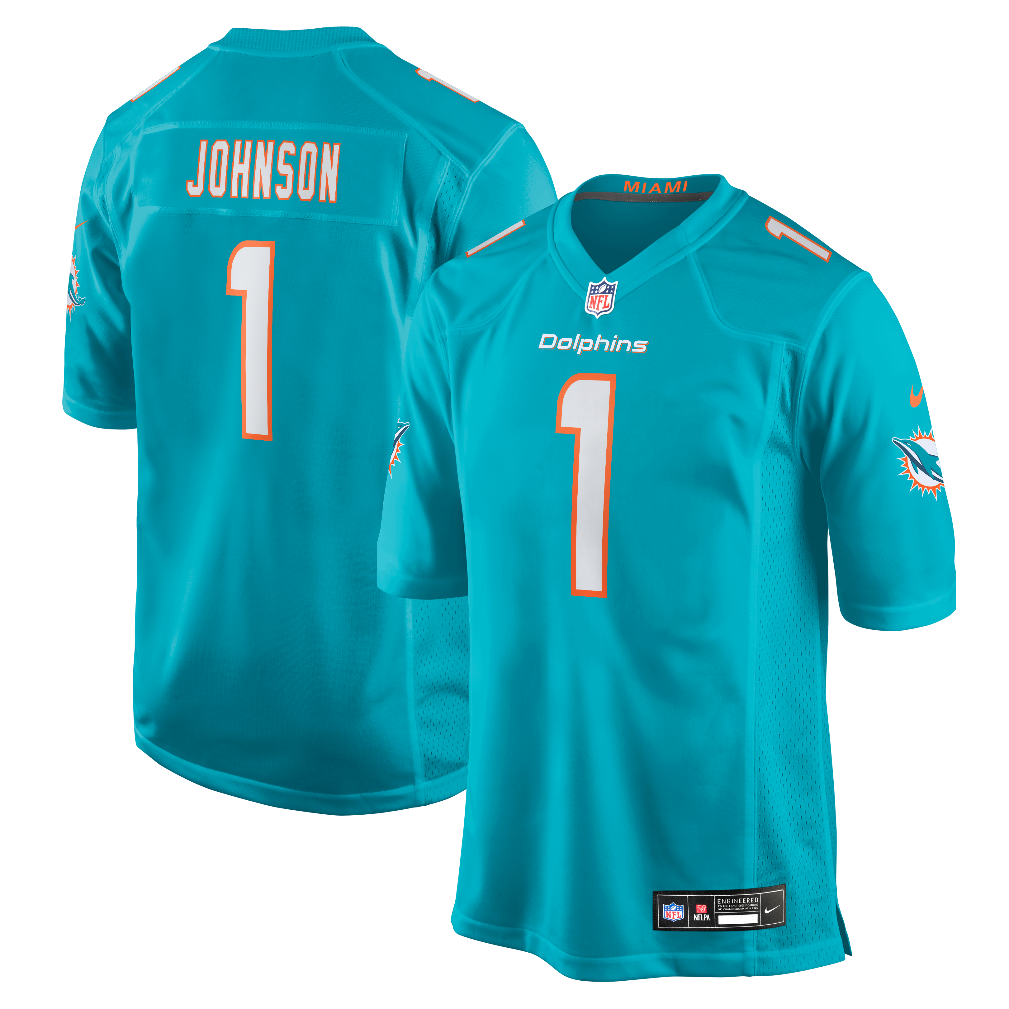 Chris Johnson Miami Dolphins 2026 Draft First Round Pick No. 27 Team Game Jersey - Aqua
