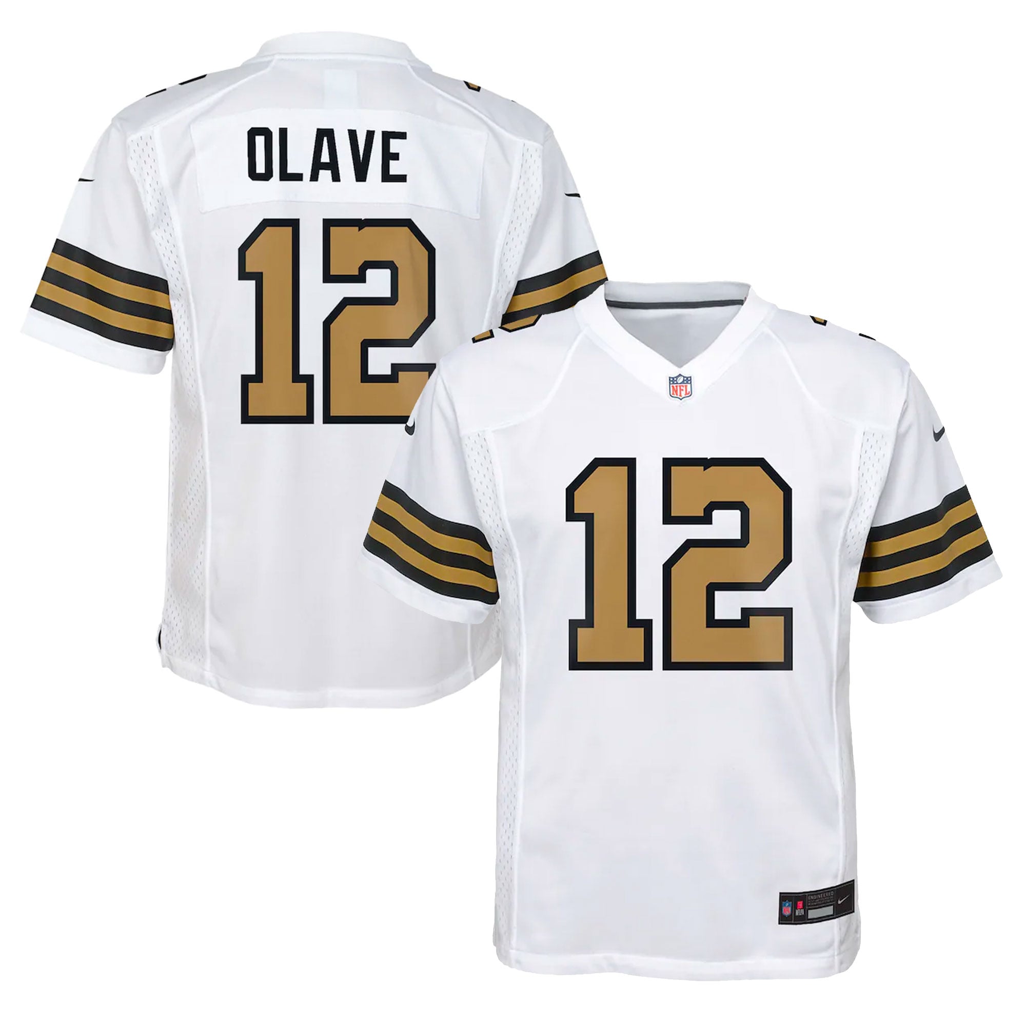 Chris Olave New Orleans Saints Youth Game Jersey - White - Image 2
