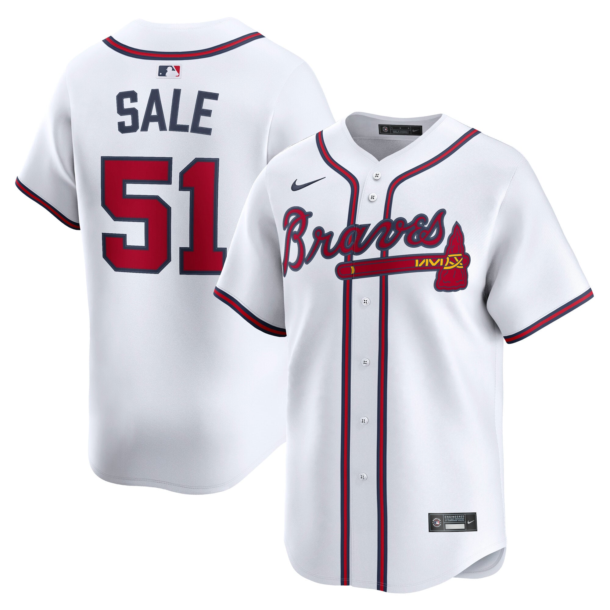Chris Sale Atlanta Braves Home Limited Player Jersey - White - Image 2