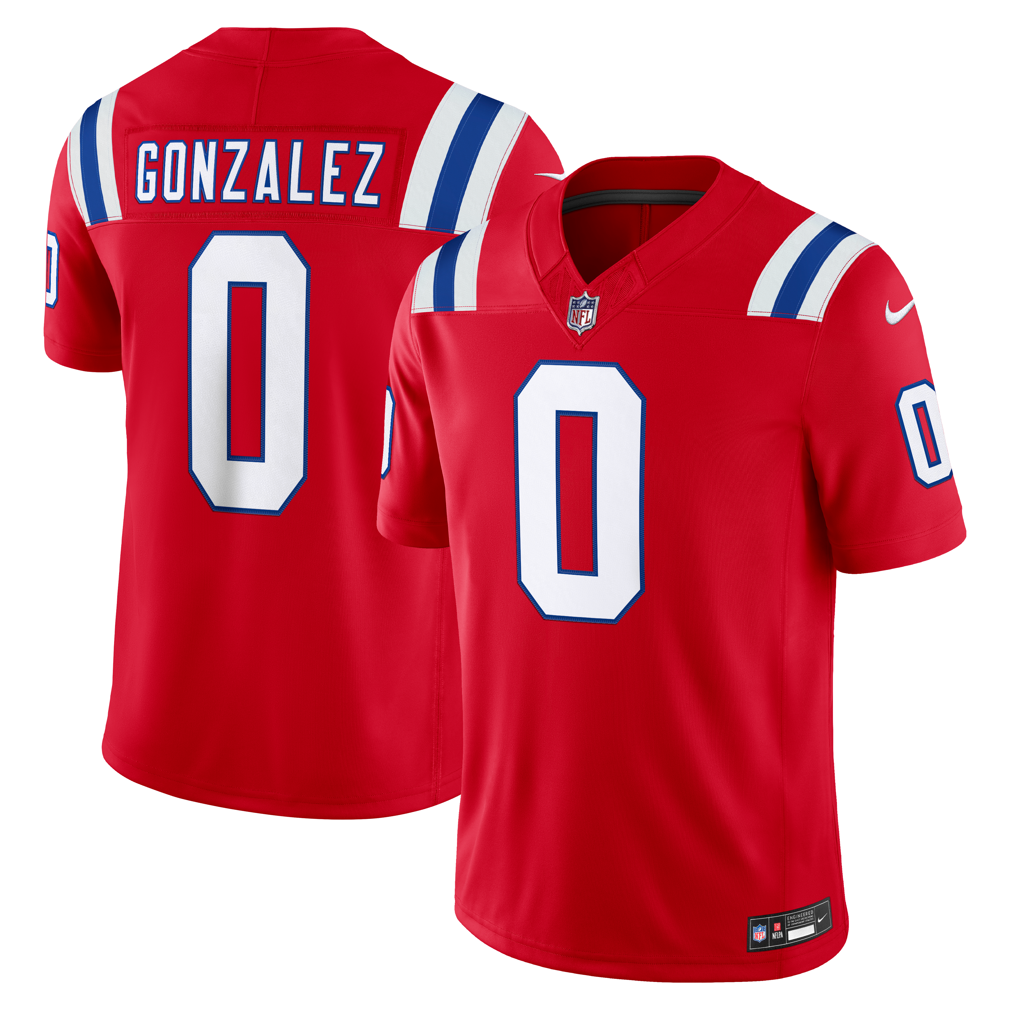 Christian Gonzalez New England Patriots Alternate Vapor F.U.S.E. Stitched Limited Jersey - Red - Image 2