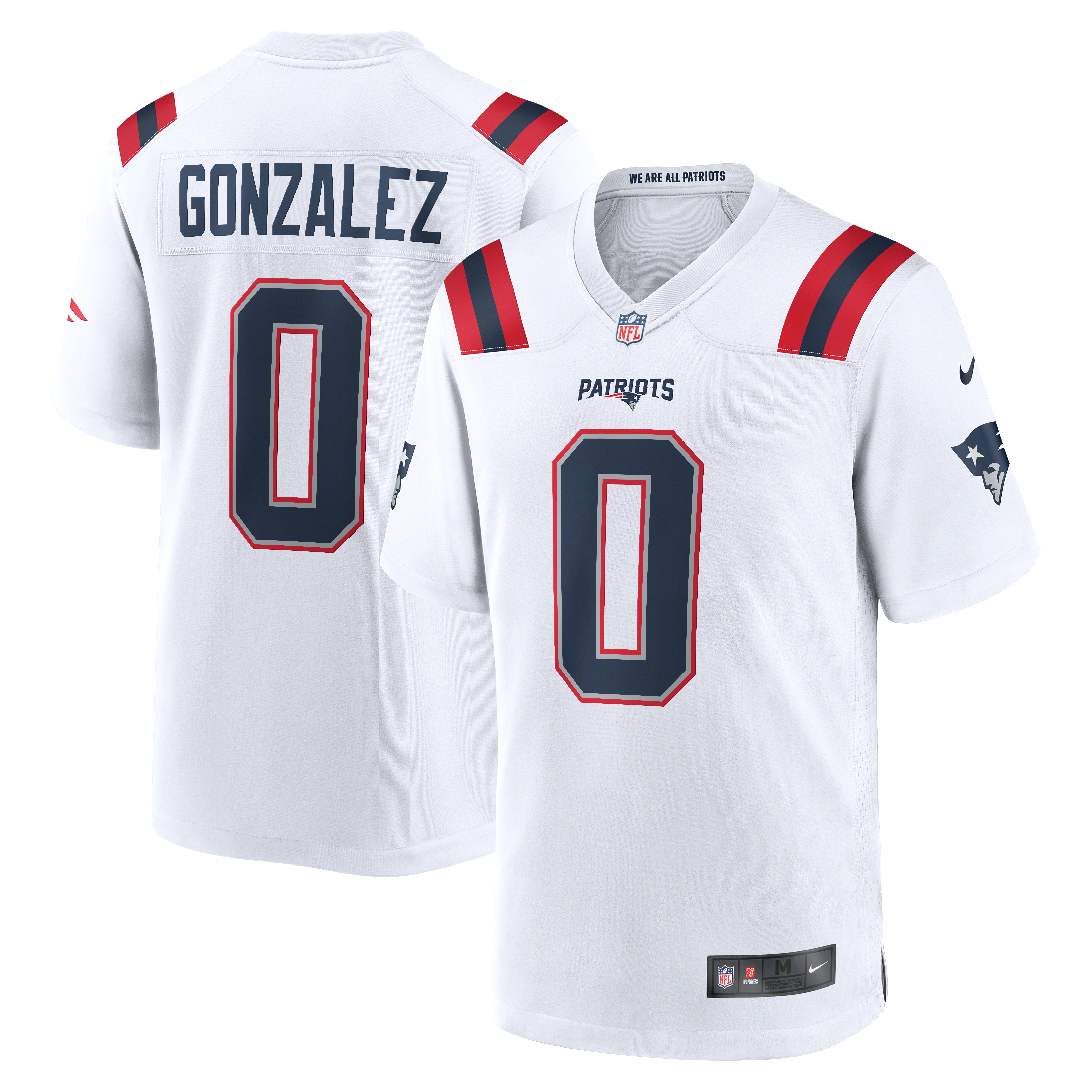 Christian Gonzalez New England Patriots Game Jersey - White - Image 2