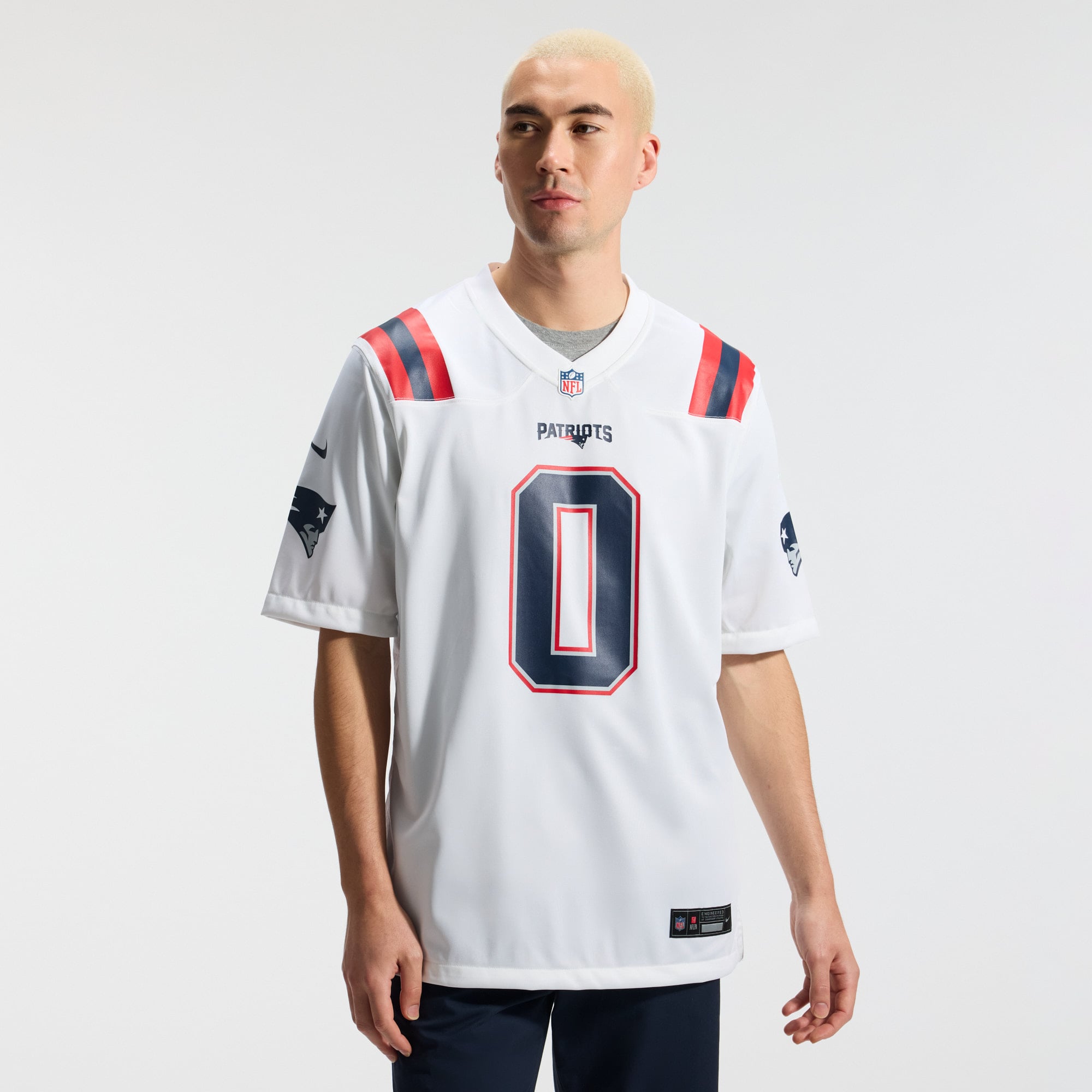 Christian Gonzalez New England Patriots Game Jersey - White - Image 4