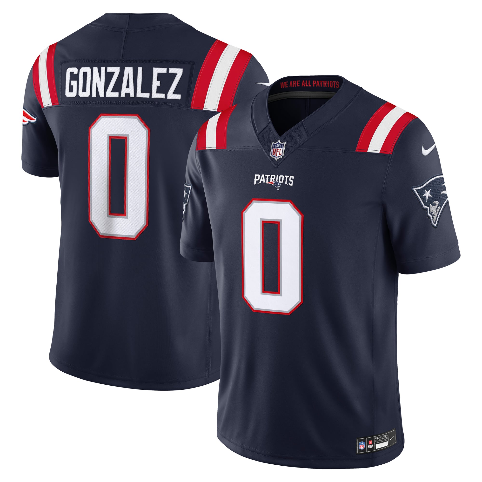Christian Gonzalez New England Patriots Team Vapor F.U.S.E. Stitched Limited Jersey - Navy - Image 2