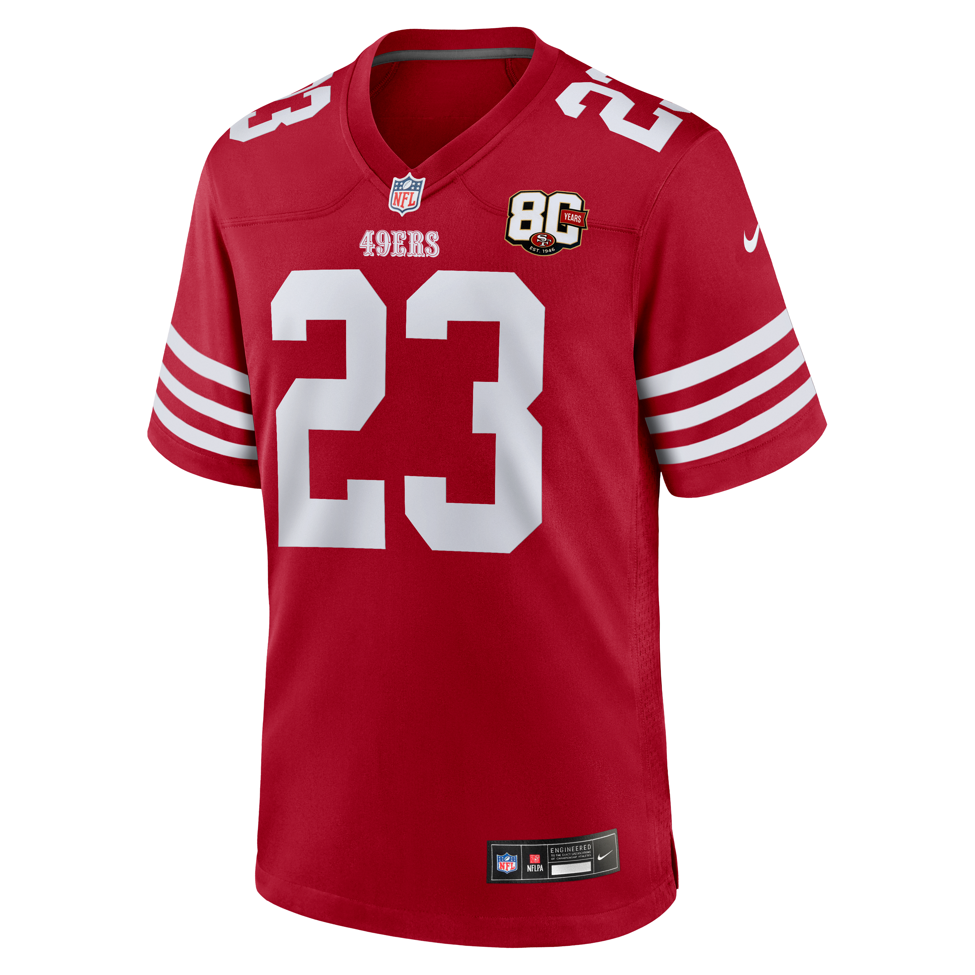 Christian McCaffrey San Francisco 49ers 80th Anniversary Game Jersey - Scarlet - Image 3