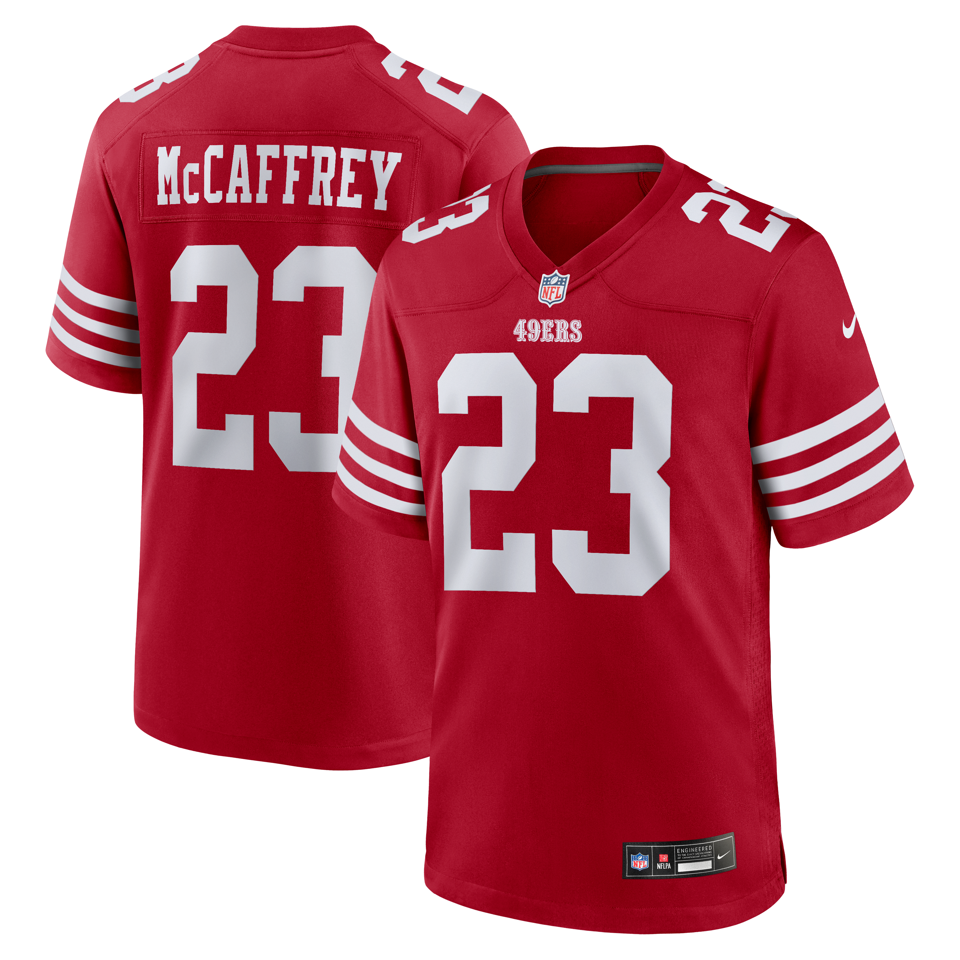 Christian McCaffrey San Francisco 49ers Game Player Jersey - Scarlet - Image 2